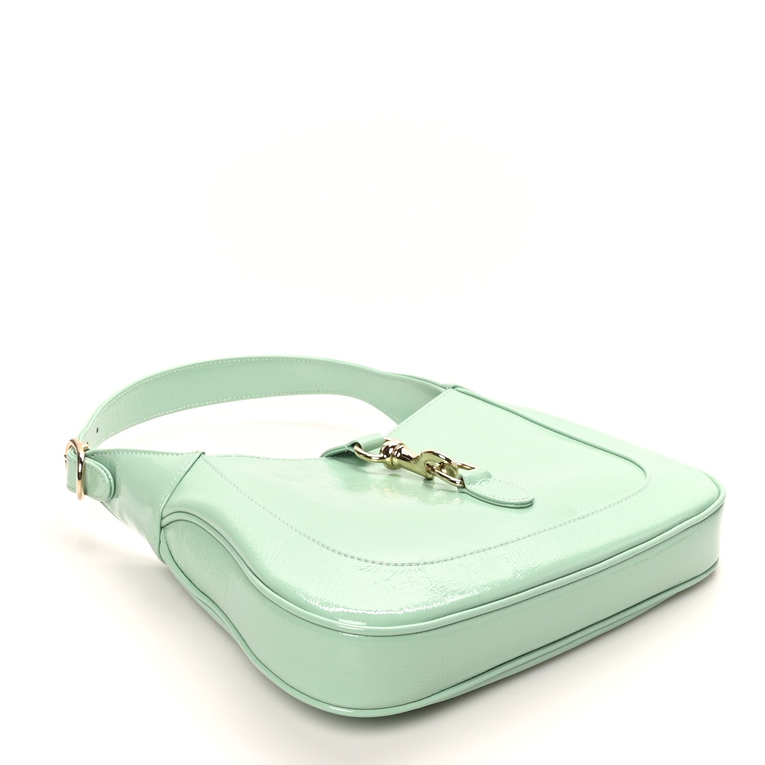 Patent Calfskin Small Jackie Shoulder Bag Light Green