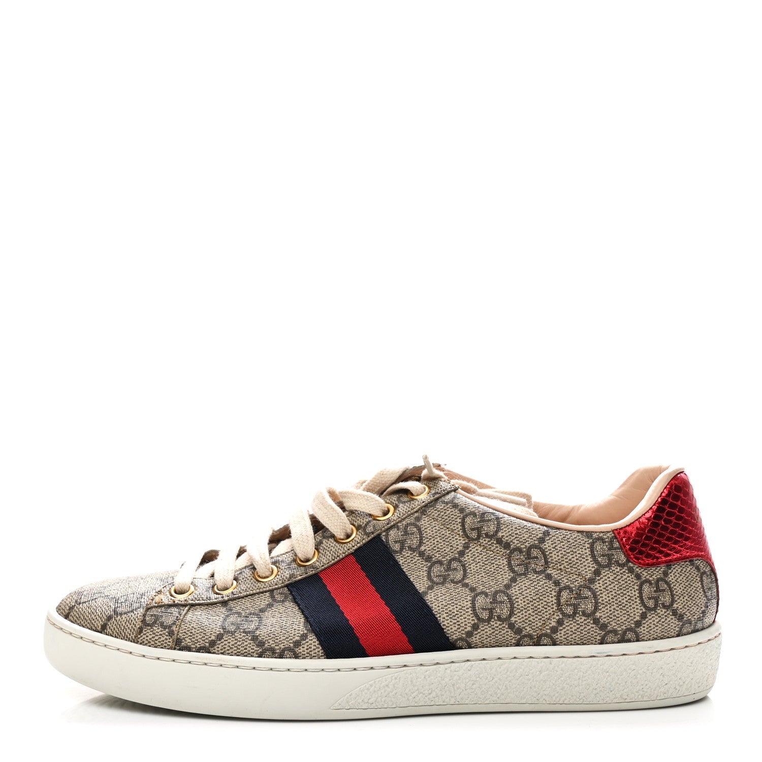 GG Supreme Monogram Womens Ace Low-Top Sneaker 37 Beige