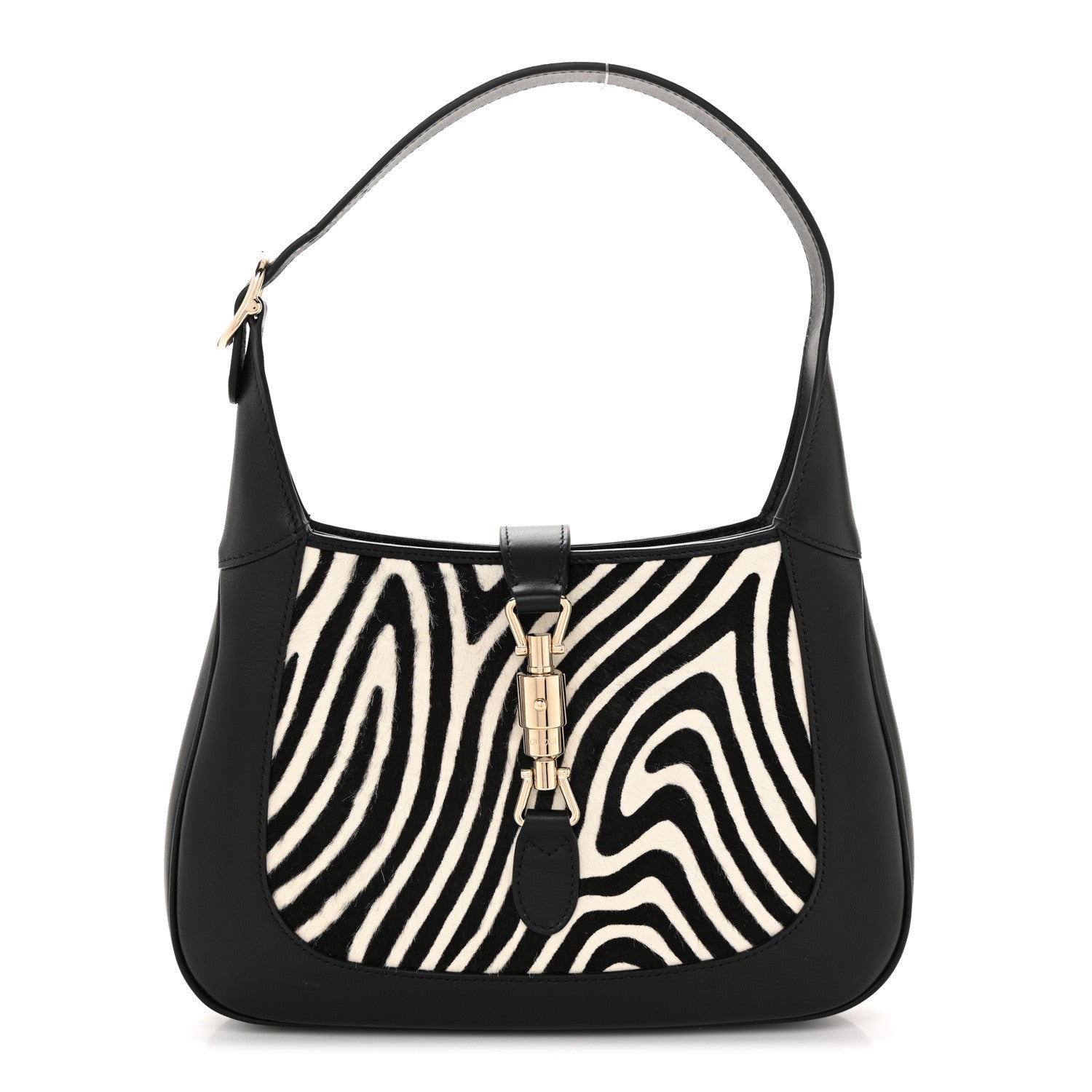 Pony Hair Zebra Print Calfskin Small Jackie 1961 Hobo Black White