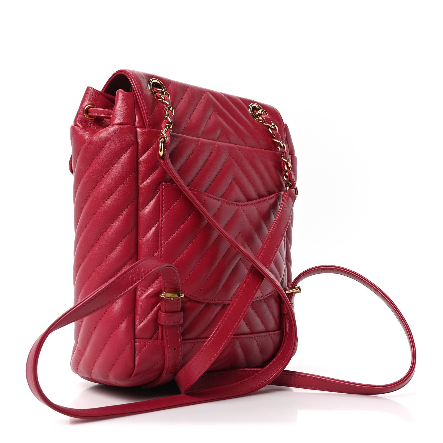 Calfskin Chevron Quilted Small Urban Spirit Backpack Dark Pink
