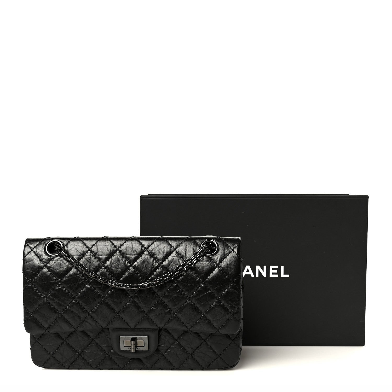 Aged Calfskin Quilted 2.55 Reissue 225 Flap So Black