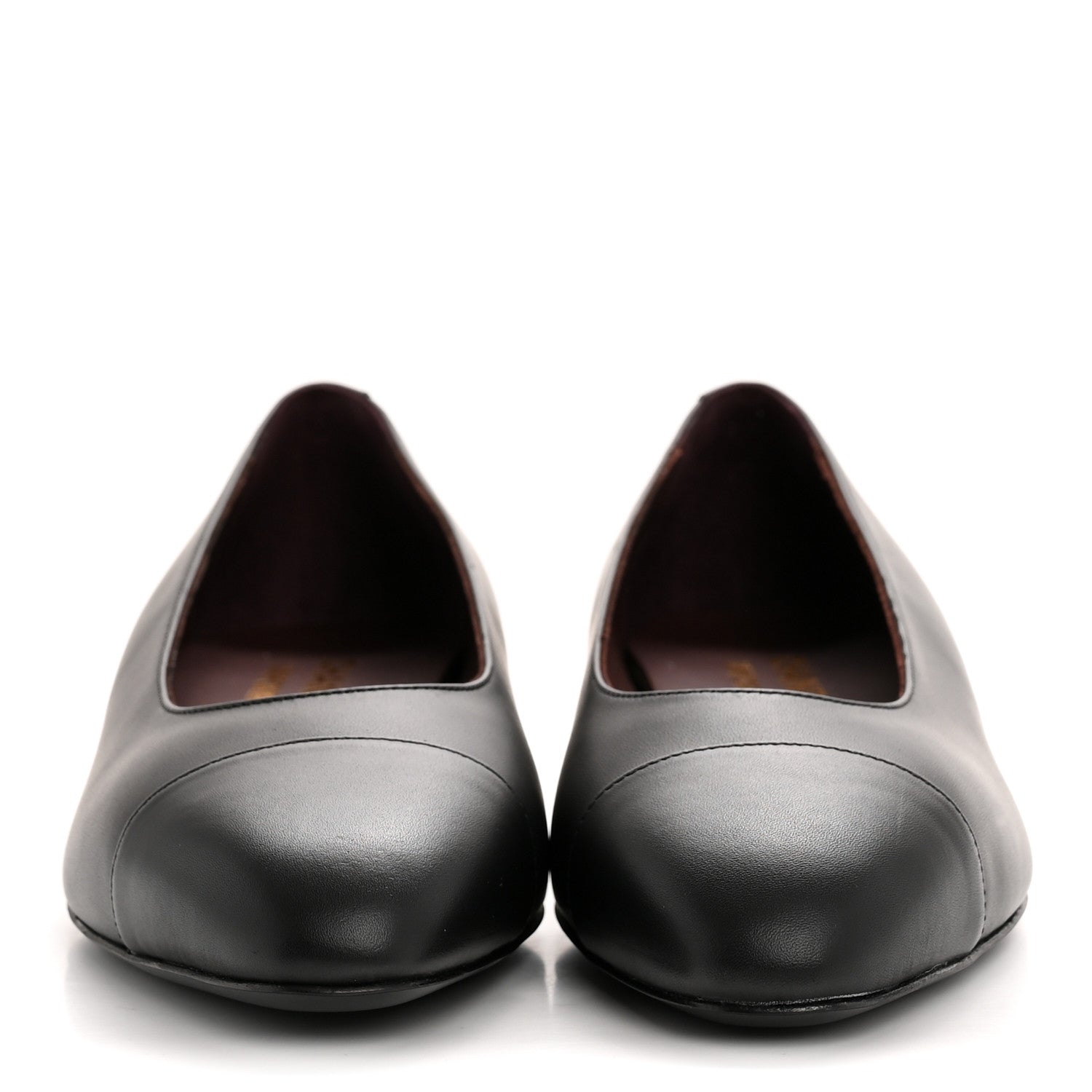 Lambskin Cap Toe CC Uniform Ballerina Flats 37 Black
