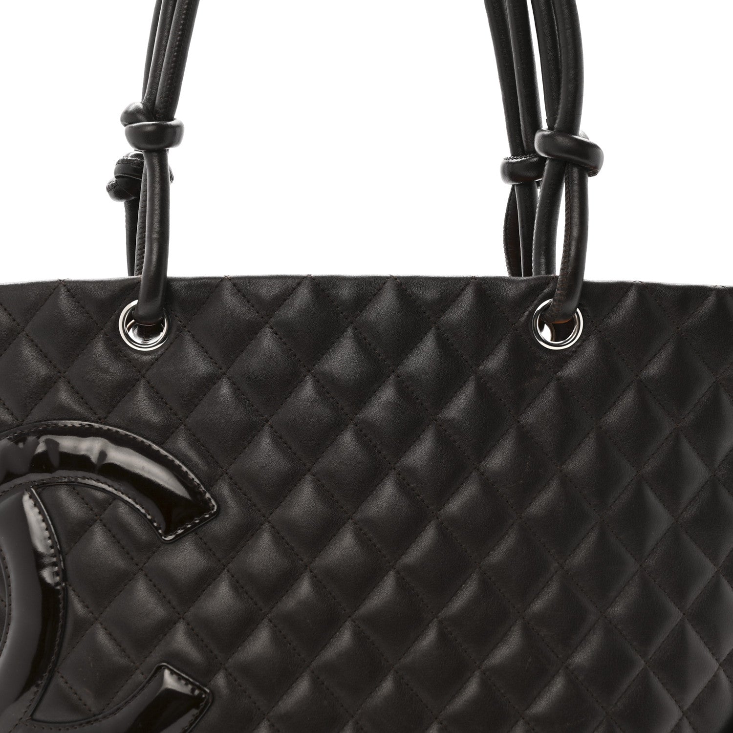 Calfskin Quilted Large Cambon Tote Brown