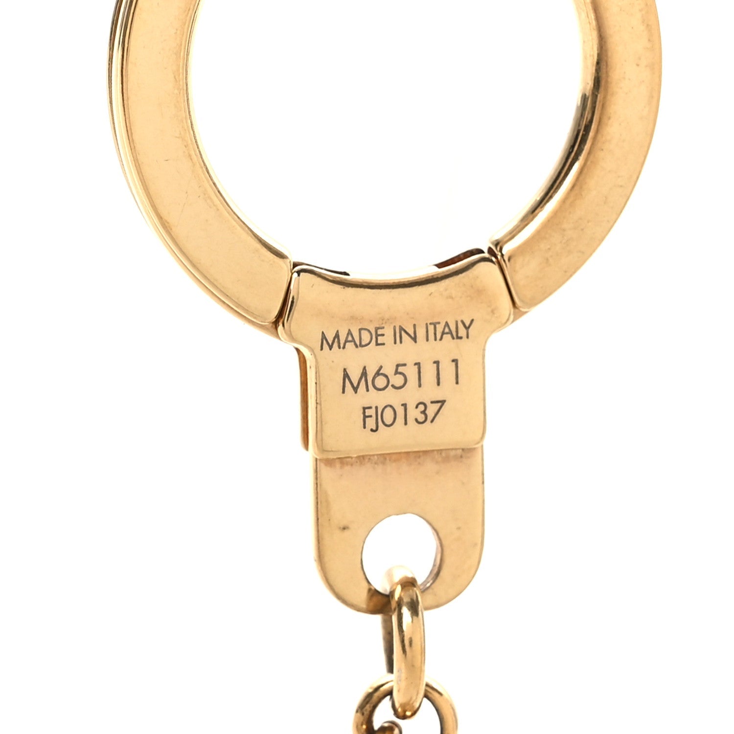 Brass Enamel Fleur De Monogram Bag Charm Chain Gold
