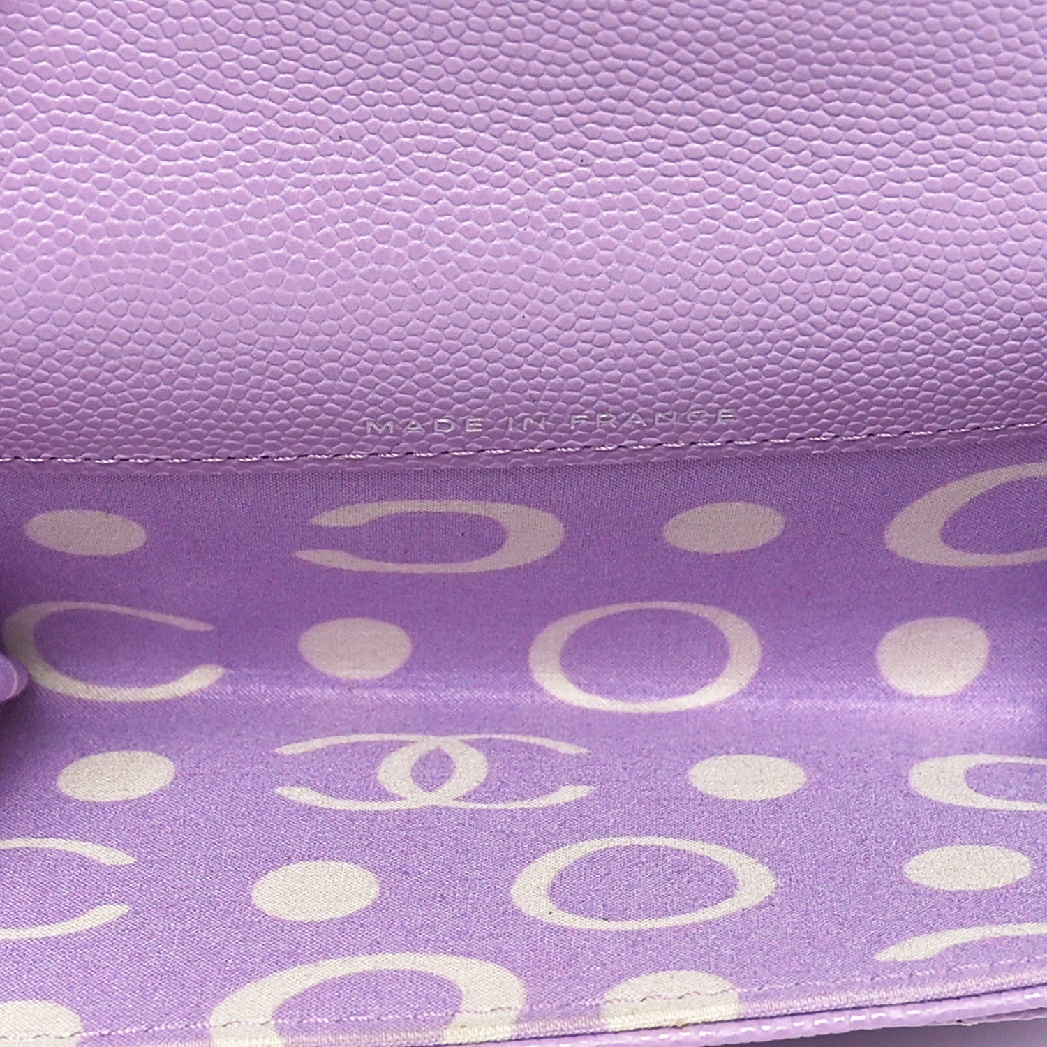Caviar Quilted CC Logo Flap Card Holder Light Purple