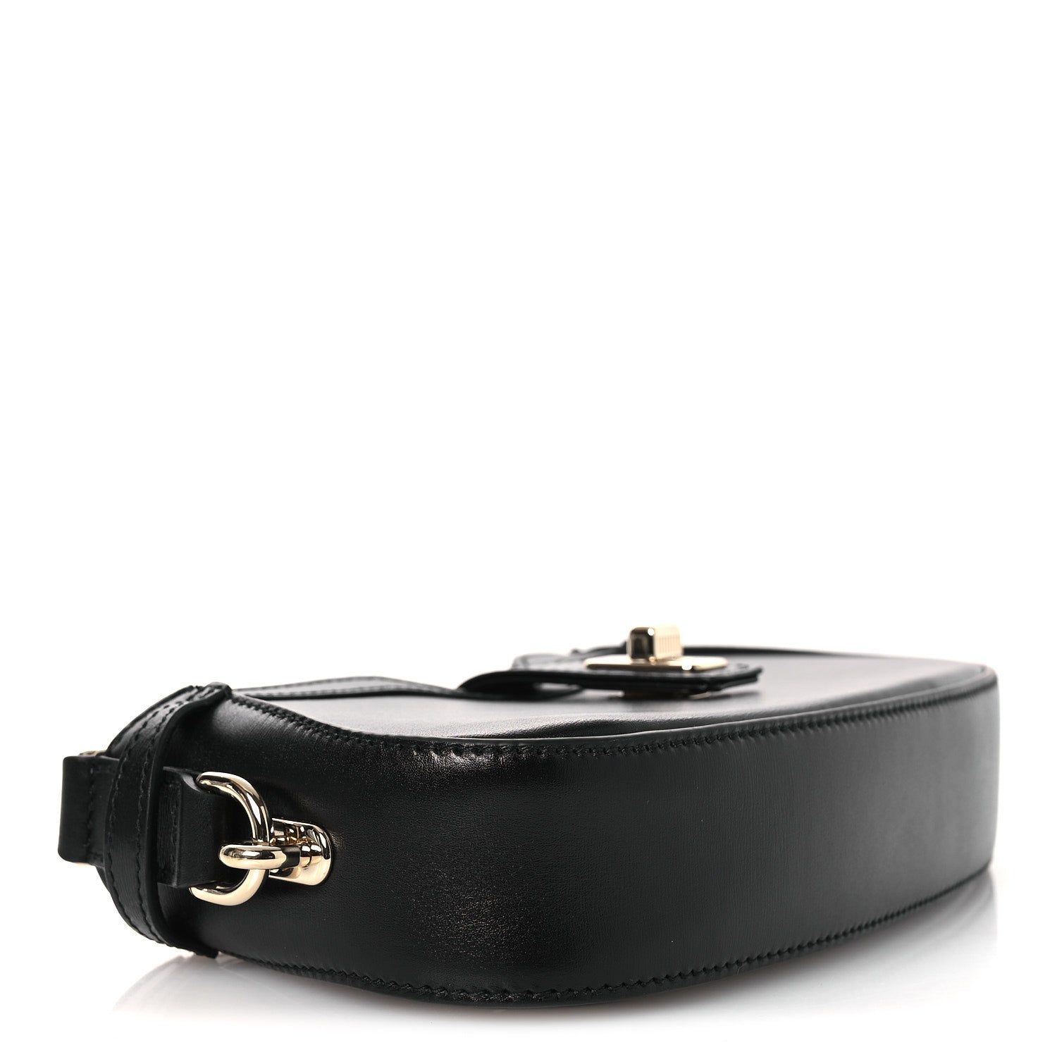 Calfskin Mini Moon Side Shoulder Bag Black