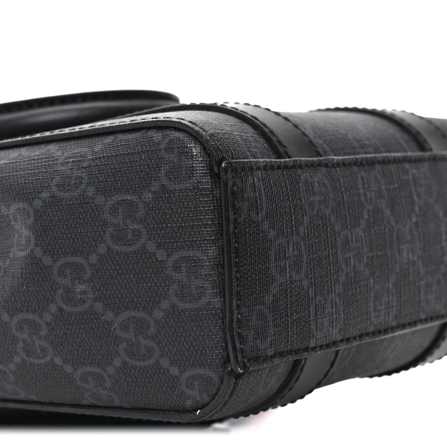 GG Supreme Monogram Appia Calfskin Web Mini Tote Bag Black
