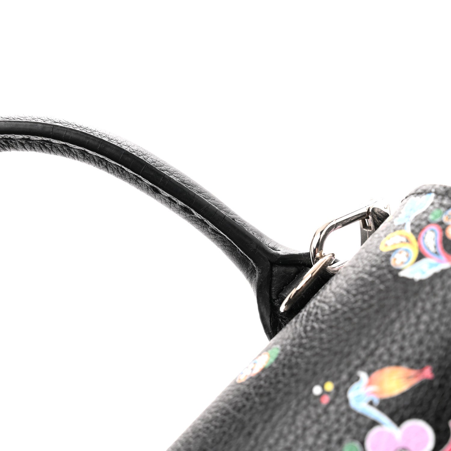 Calfskin Flower Lockme Mini Backpack Black Multicolor