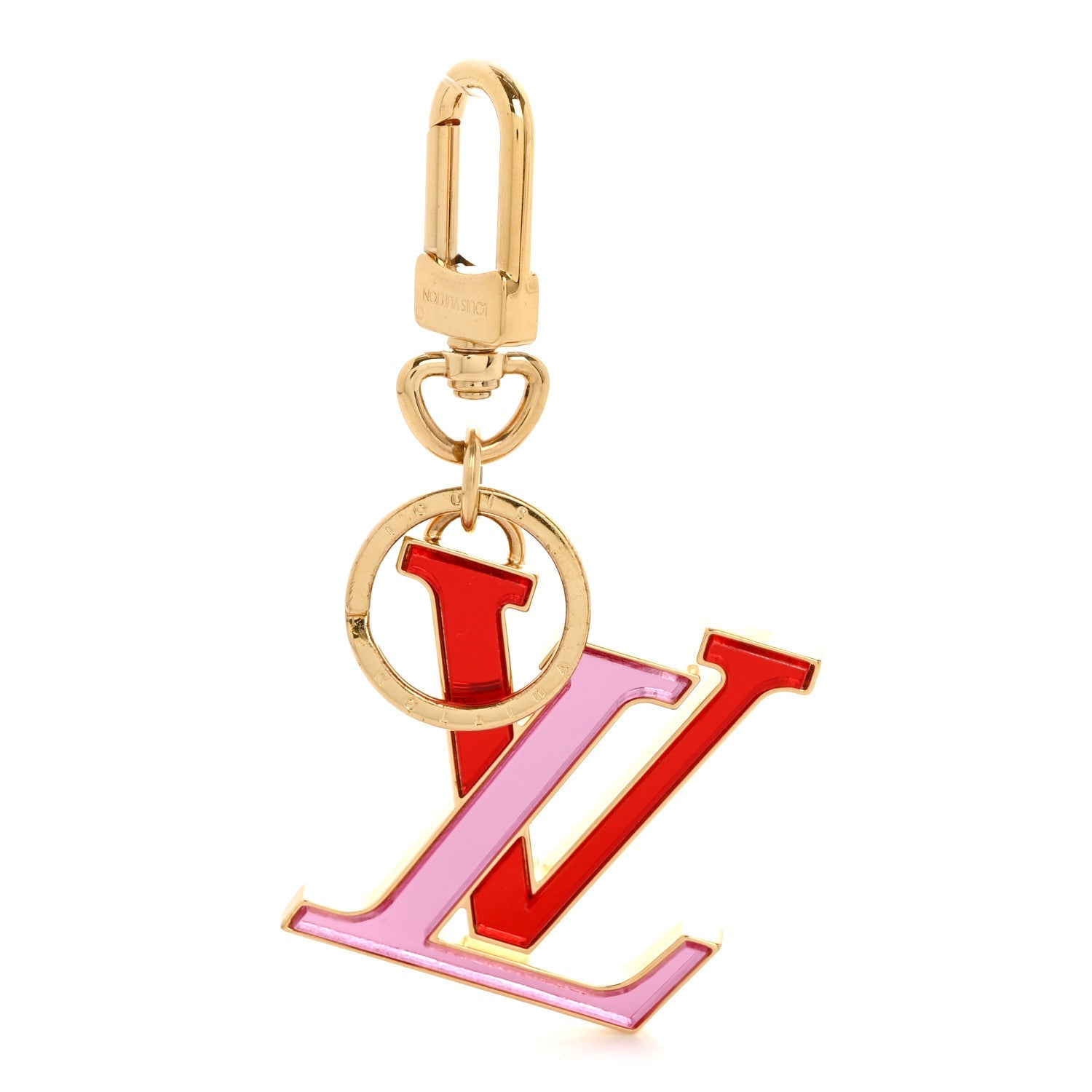 Metal LV Glass Bag Charm Key Holder Rouge Rose