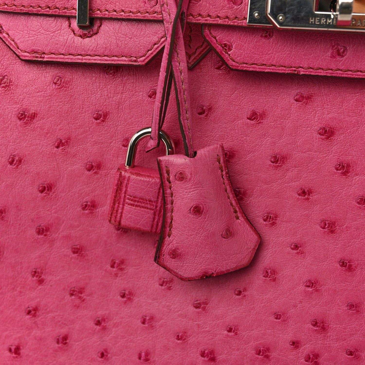 Ostrich Birkin 30 Rose Pourpre