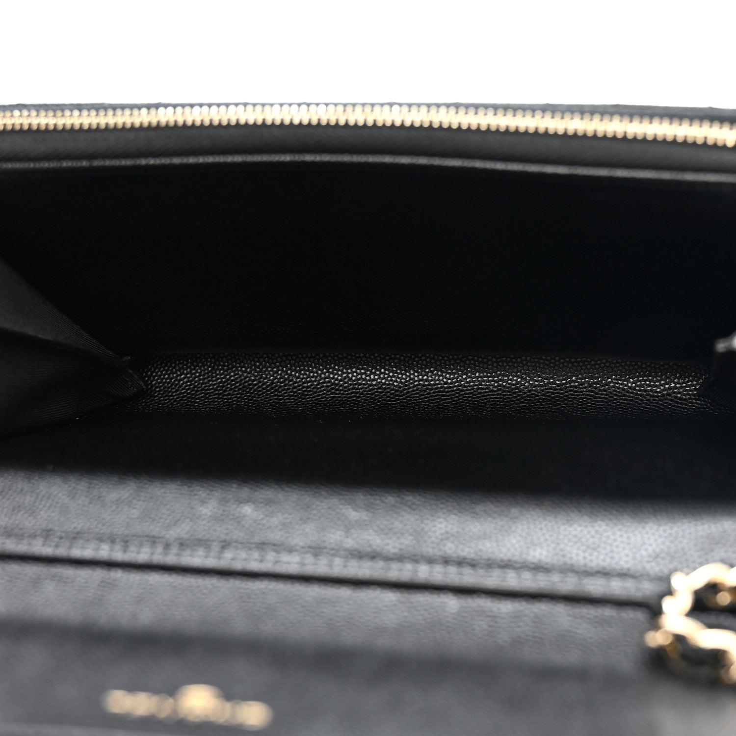 Caviar Quilted Phone Holder Wallet on Removable Chain Black
