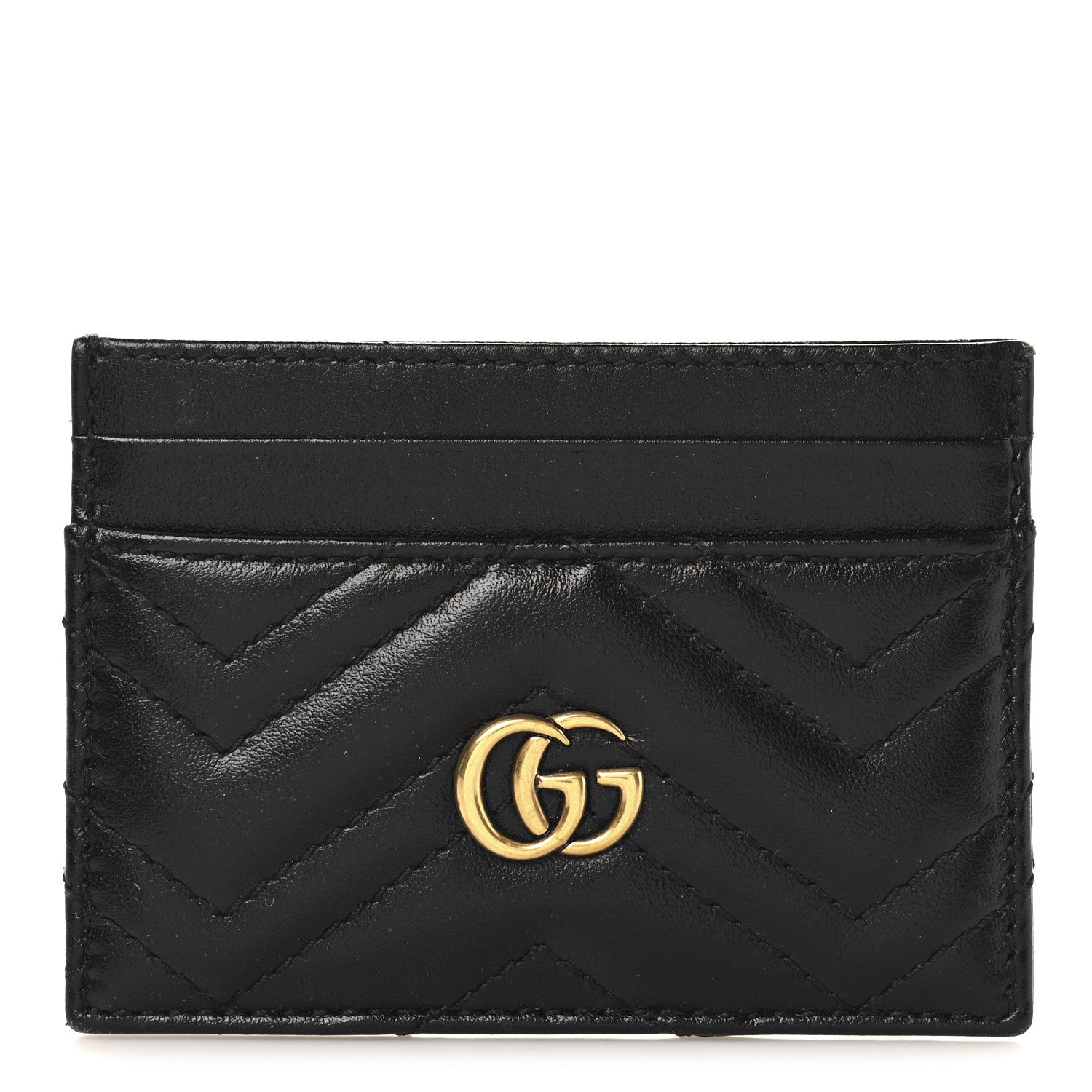 Calfskin Matelasse GG Marmont Card Holder Black