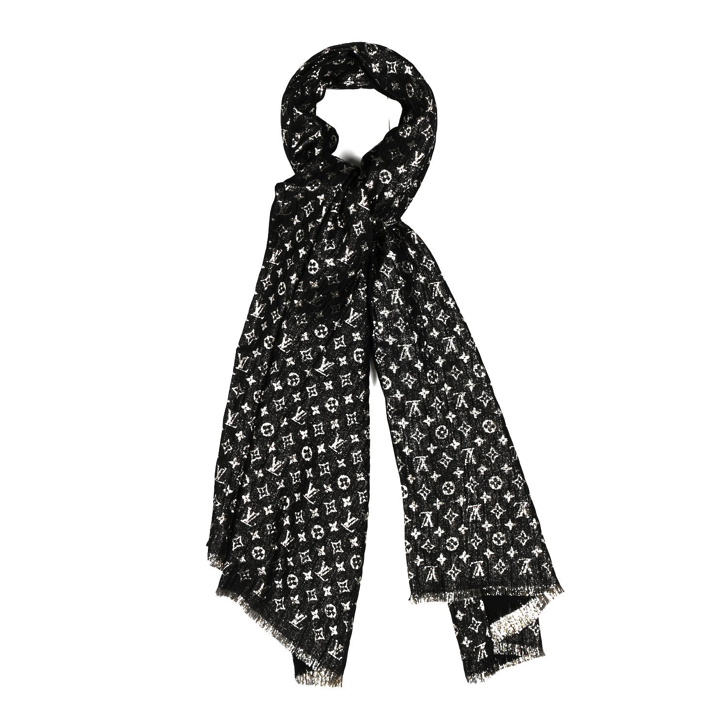 Silk Monogram So Glitter Stole Black