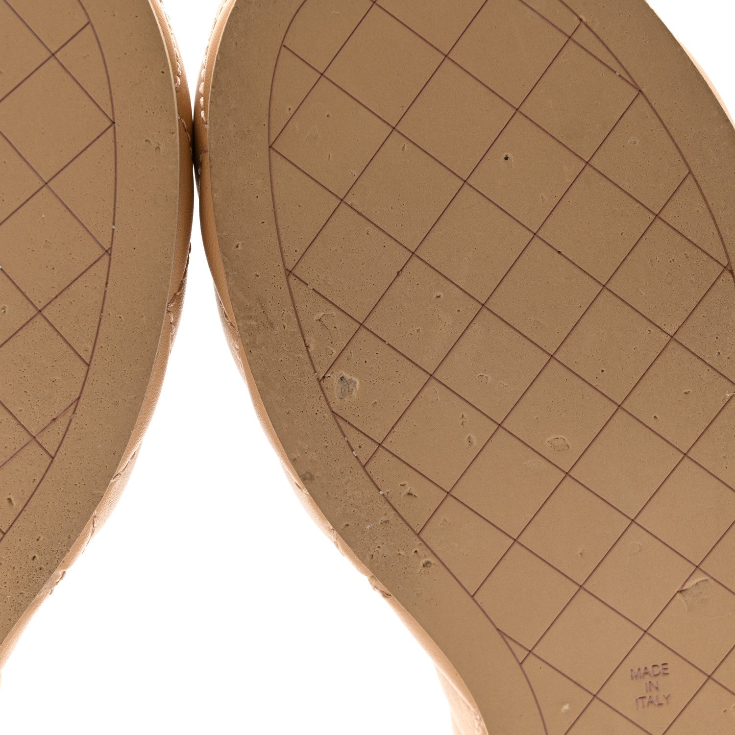 Lambskin Quilted Camelia CC Wedge Sandal Mules 38 Beige