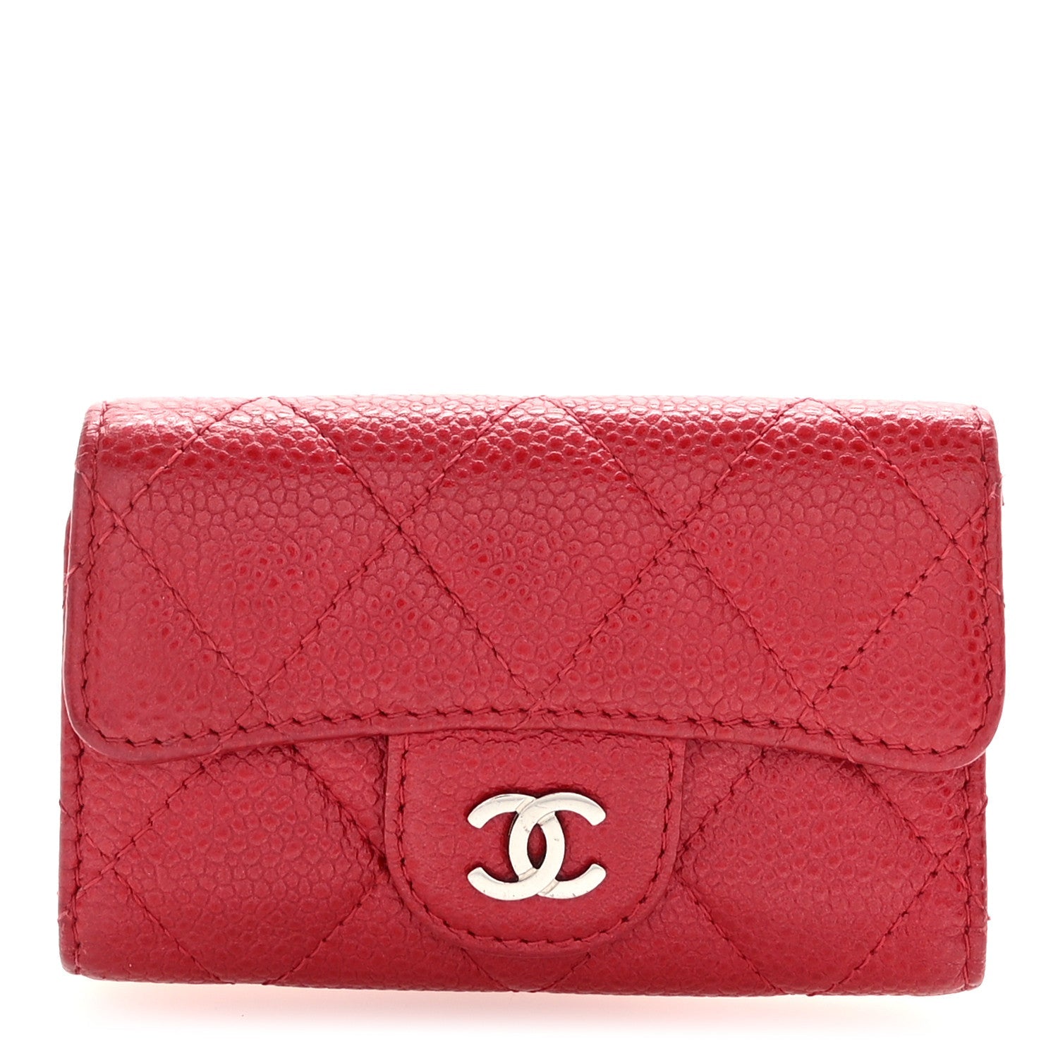 Metallic Caviar Quilted 6 Key Holder Dark Pink