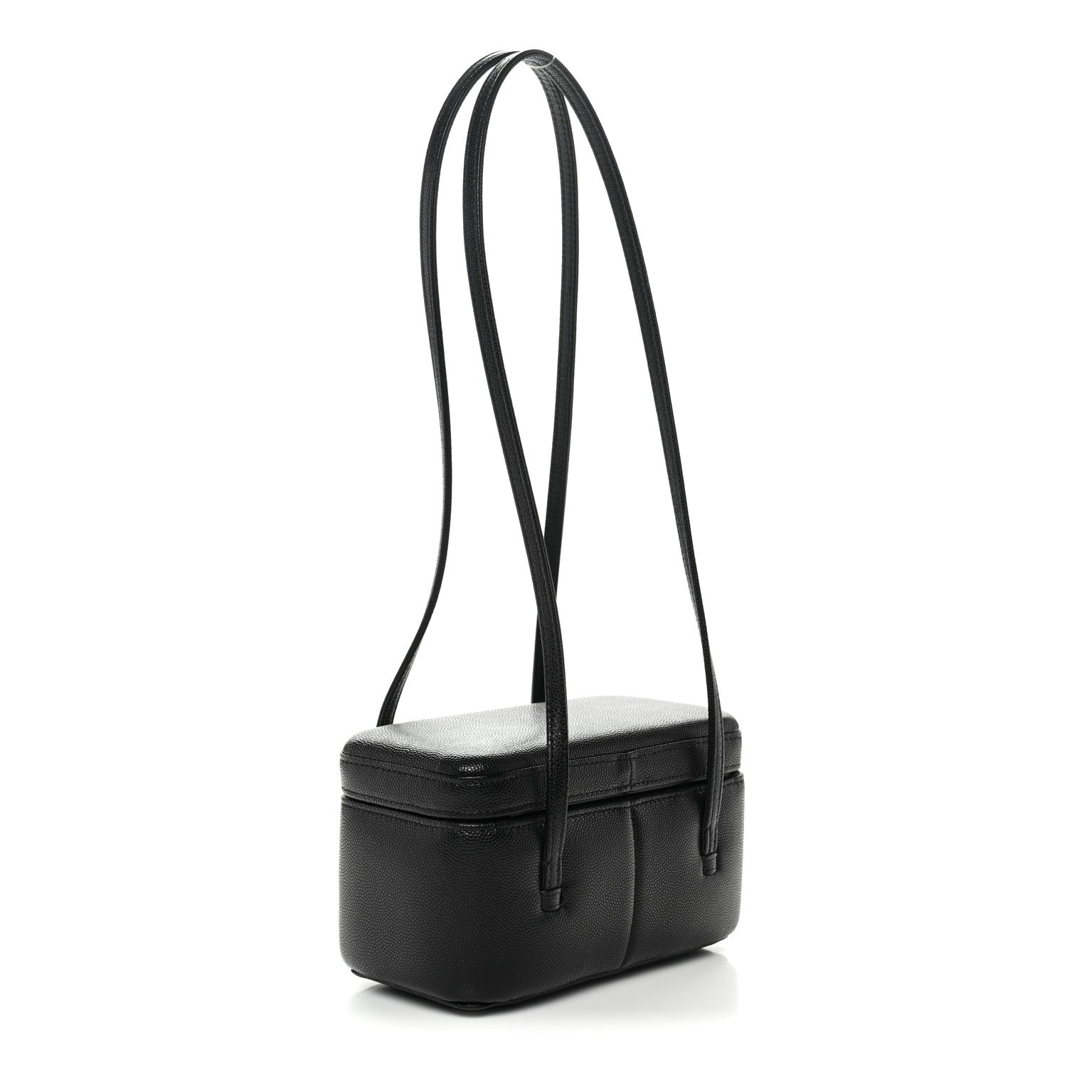Shiny Caviar Preppy Coco Long Vanity With Strap Black