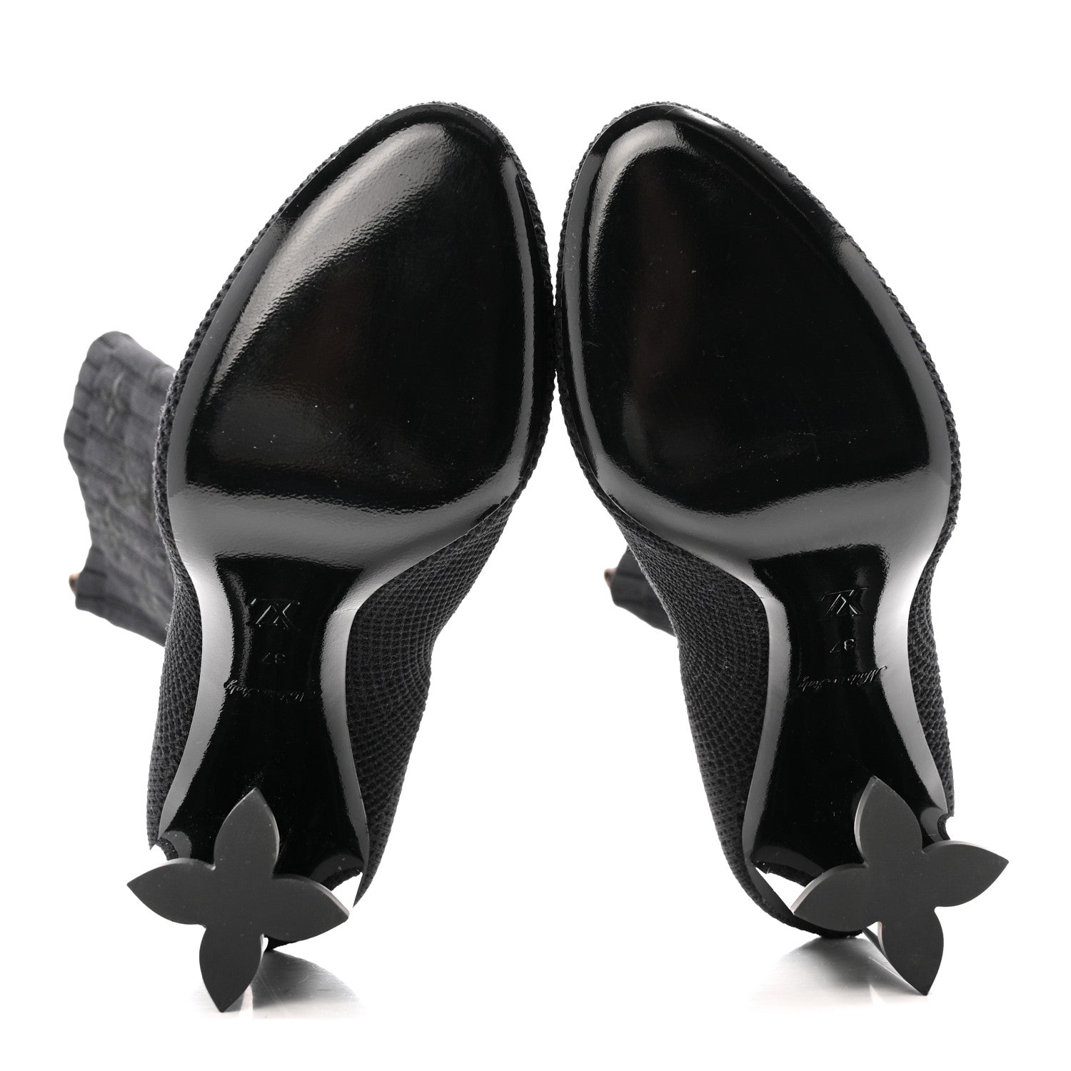 Monogram Stretch Fabric Silhouette Ankle Boots 37 Black