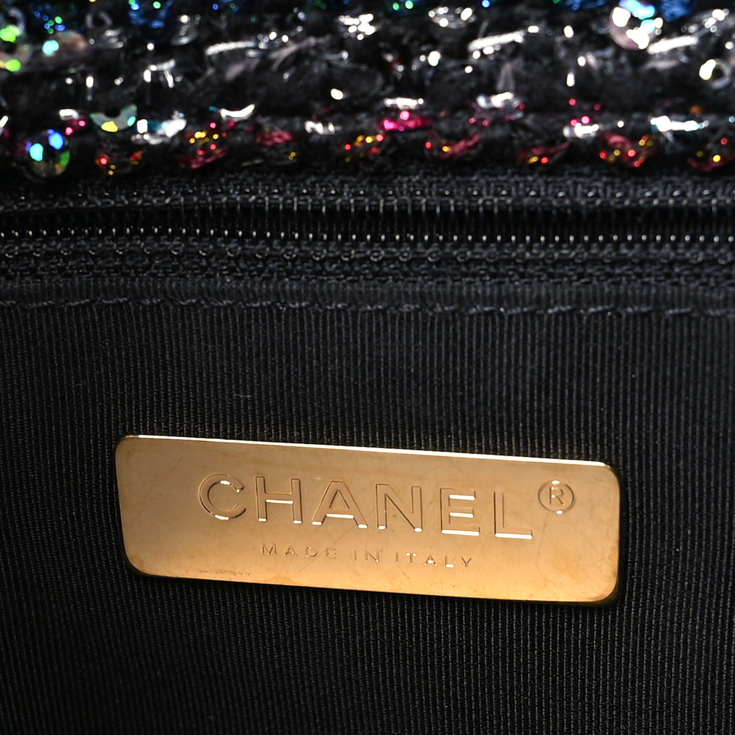Tweed Sequin Quilted Medium Chanel 19 Flap Black Multicolor