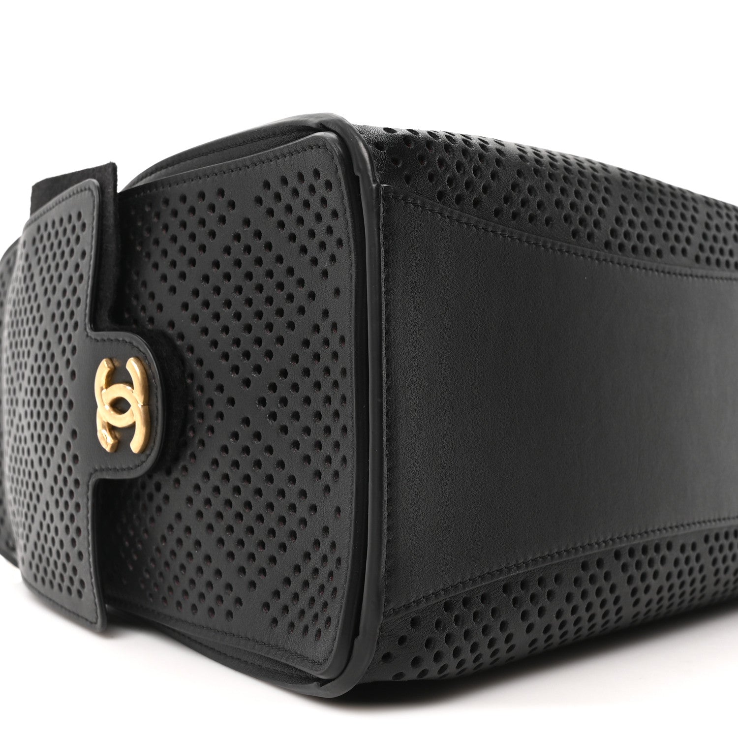 Perforated Calfskin Small Chanel 25 Handbag Black