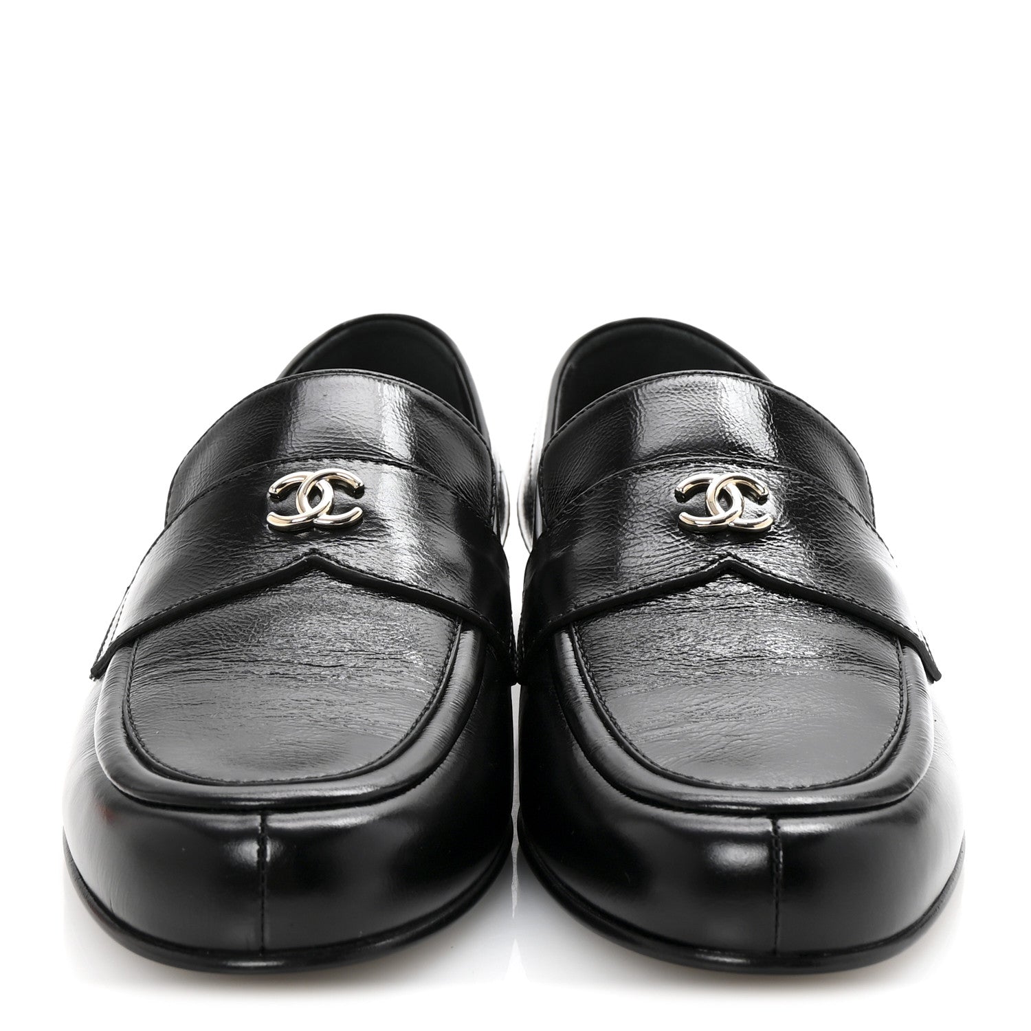 Calfskin CC Moccasin Loafers 38.5 Black