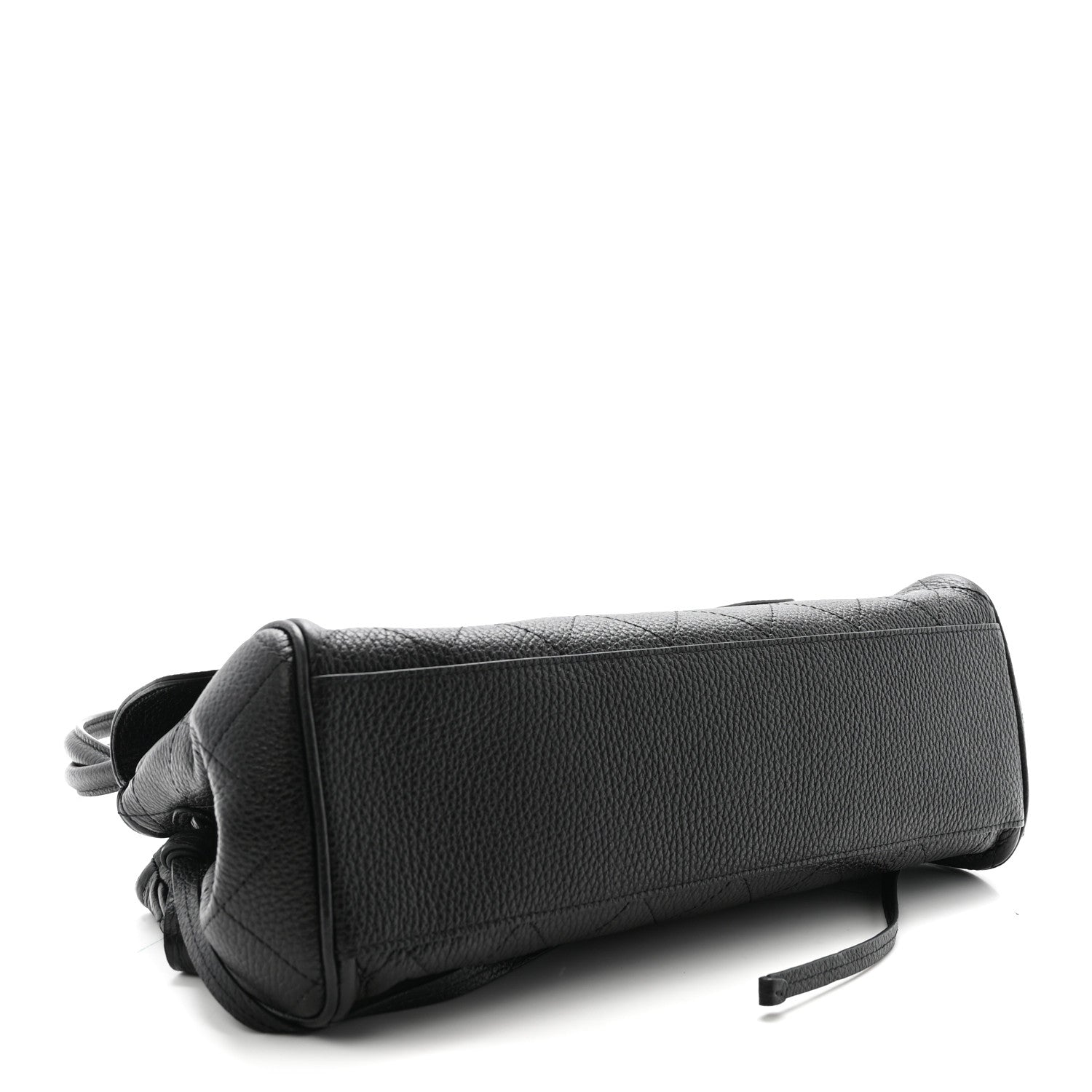 Grained Calfskin Stitched Urban Essentials Small Shopping Bag Black