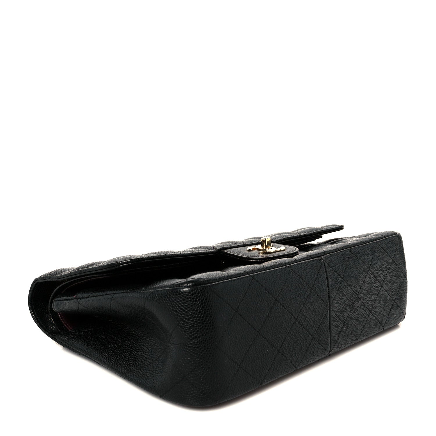 Caviar Quilted Jumbo Double Flap Black