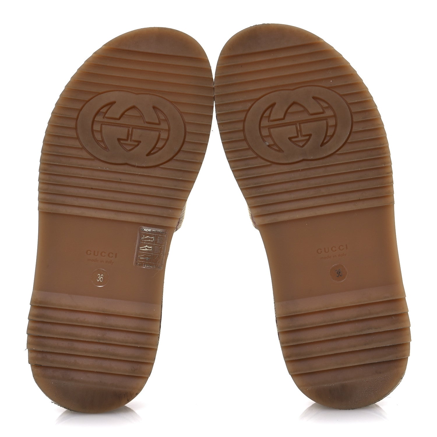 Canvas GG Monogram Angelina Platform Slide Sandals 36 Beige Ruggine