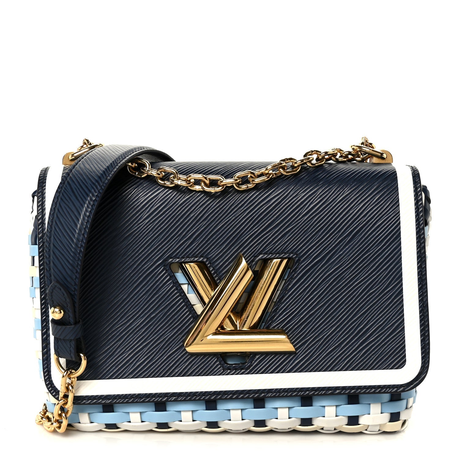 Epi Guinguette Twist Shoulder Bag MM Indigo Blue