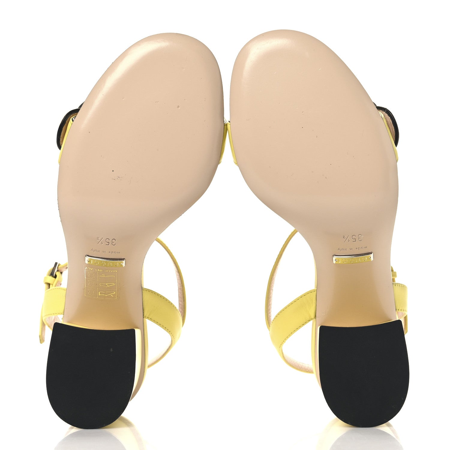 Lifford Calfskin GG Marmont Ankle Wrap 75mm Sandals 35.5 Banana