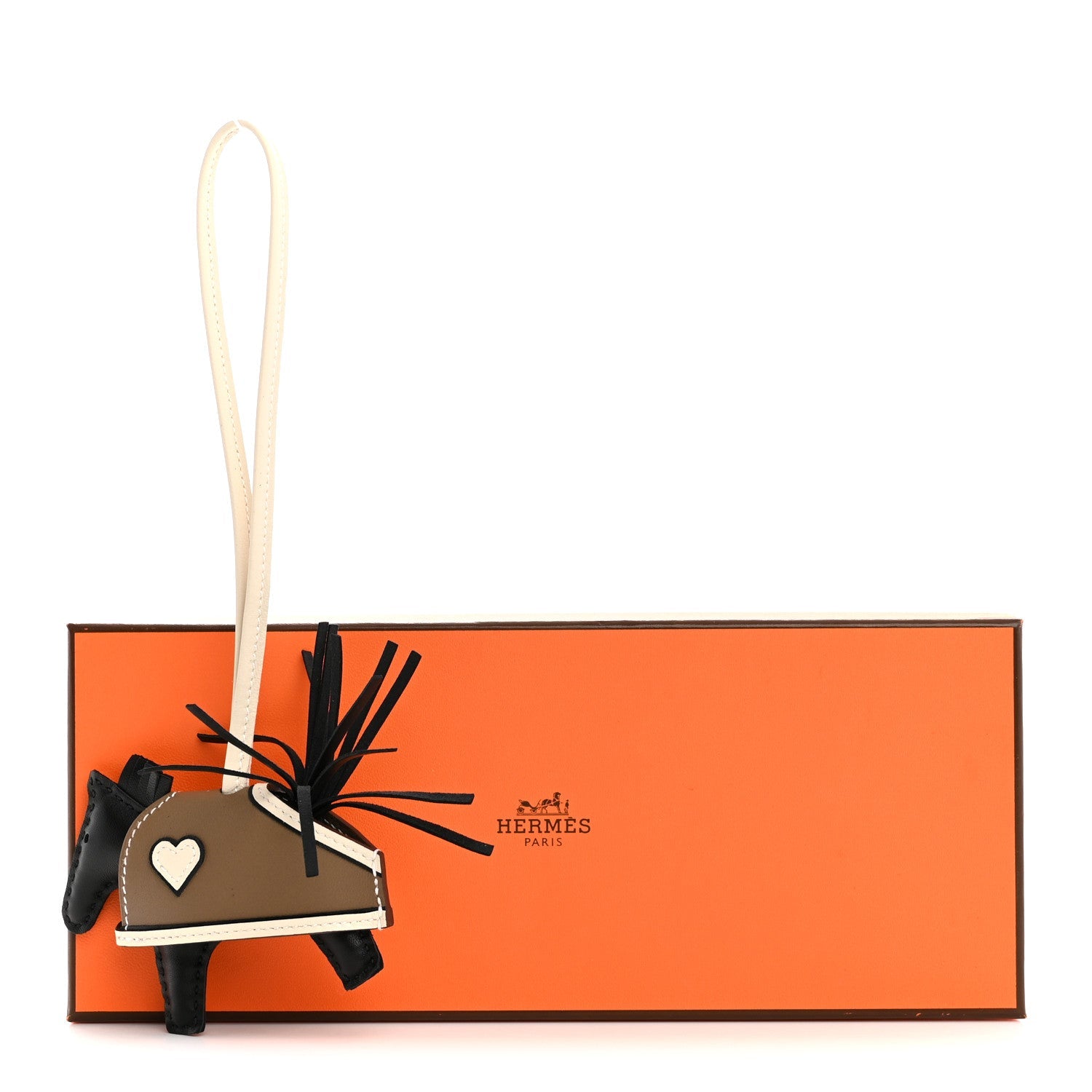 Milo Lambskin Grigri Rodeo Robeo Coeur Bag Charm PM Black Craie Etoupe