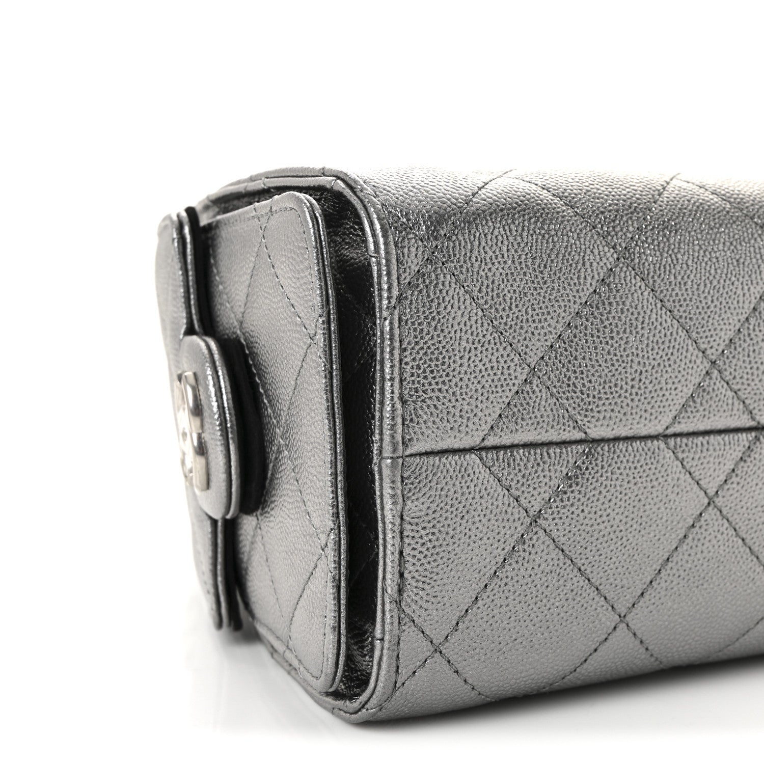 Metallic Caviar Quilted Mini Chanel 25 Handbag Silver