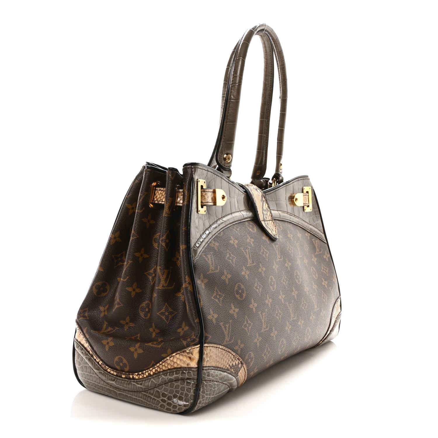 Monogram Snakeskin Alligator Monogramissime Exotic Shopper GM Gris