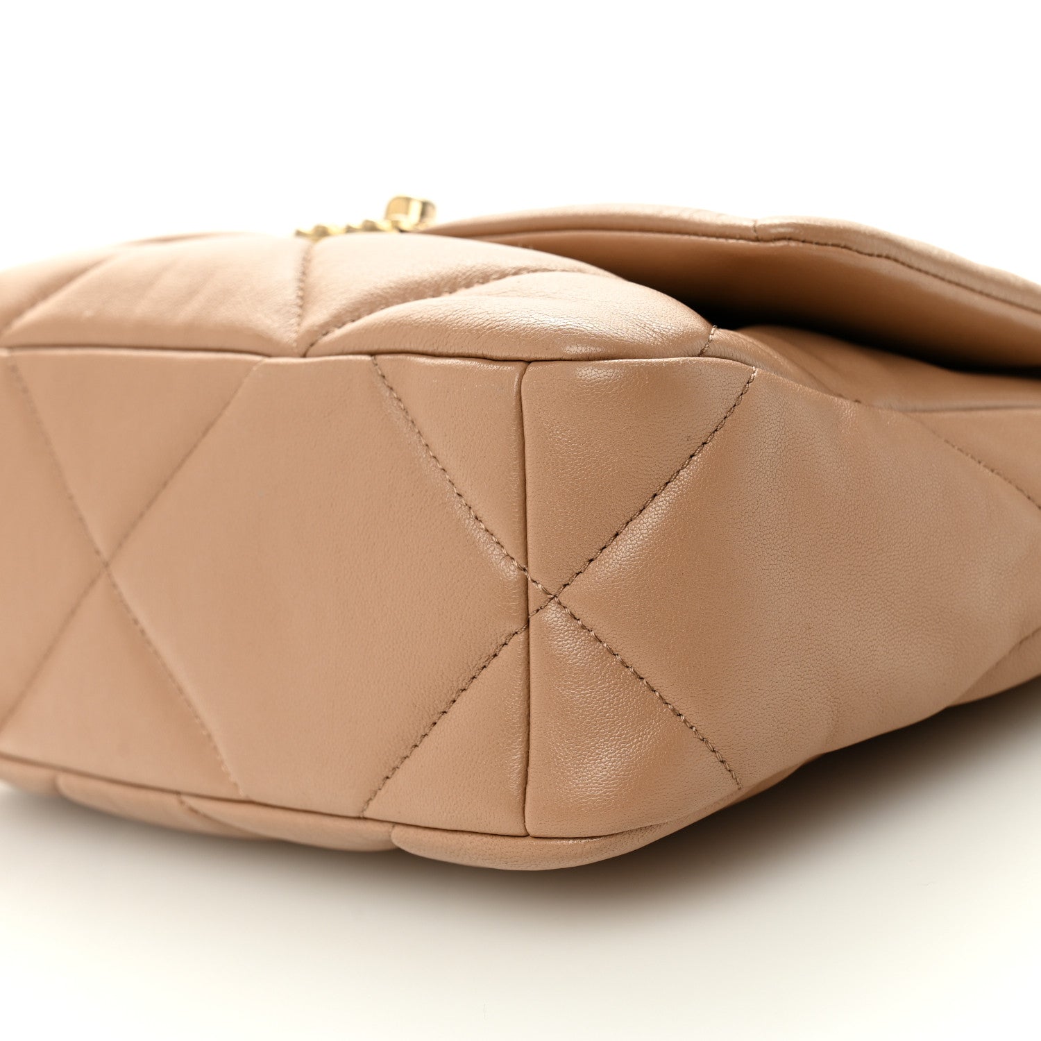 Lambskin Quilted Medium Chanel 19 Flap Dark Beige