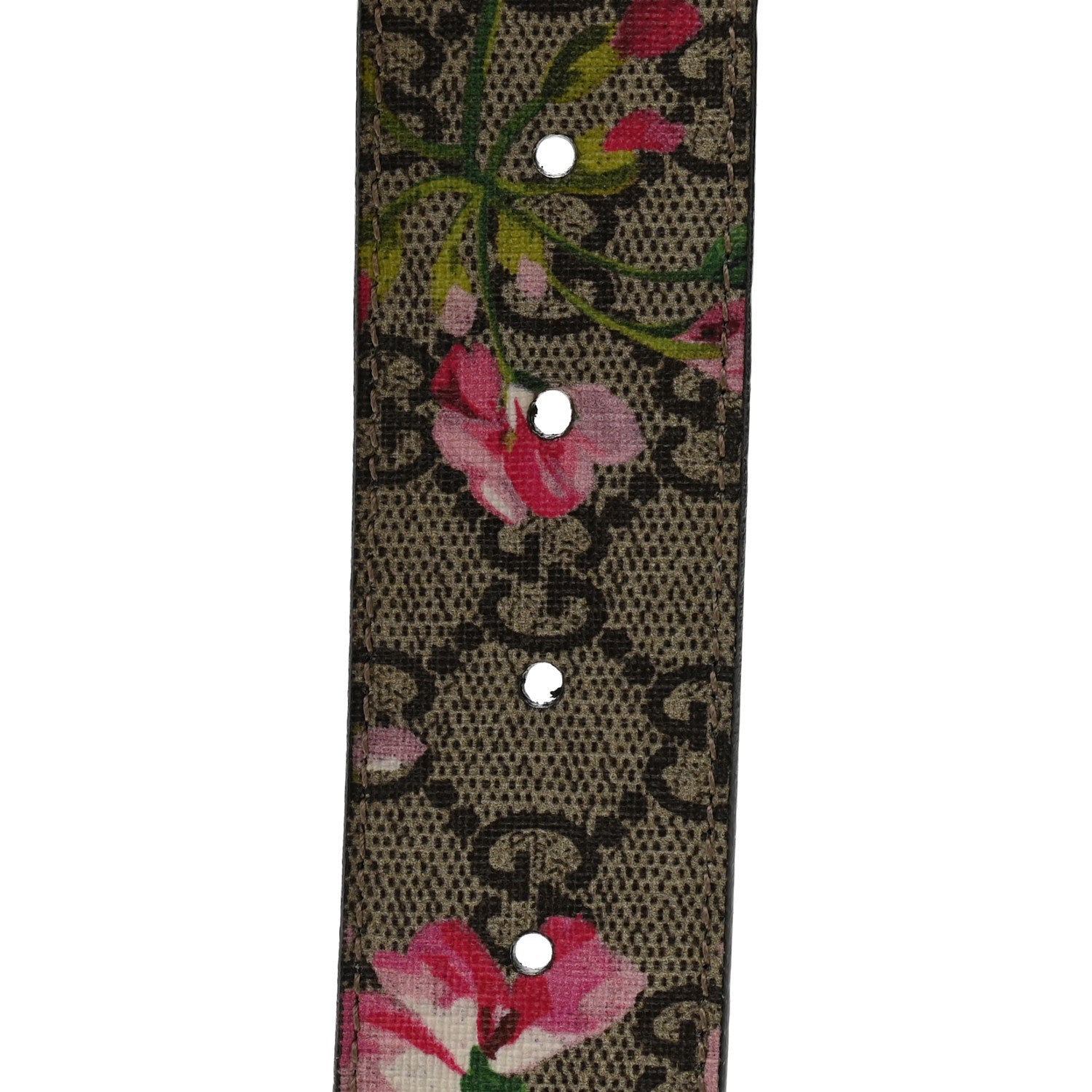GG Supreme Monogram Blooms Moon Calfskin Interlocking G 37mm Belt 85 34 Beige Ebony Multicolor Dry Rose