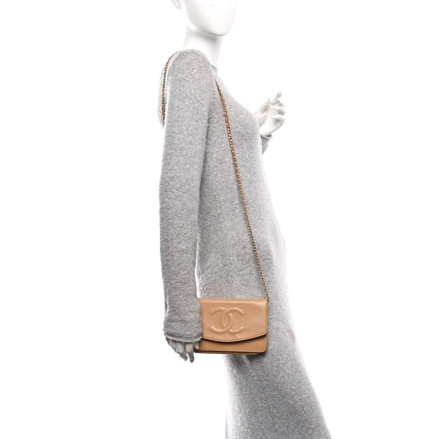 Caviar Timeless CC Wallet on Chain WOC Beige
