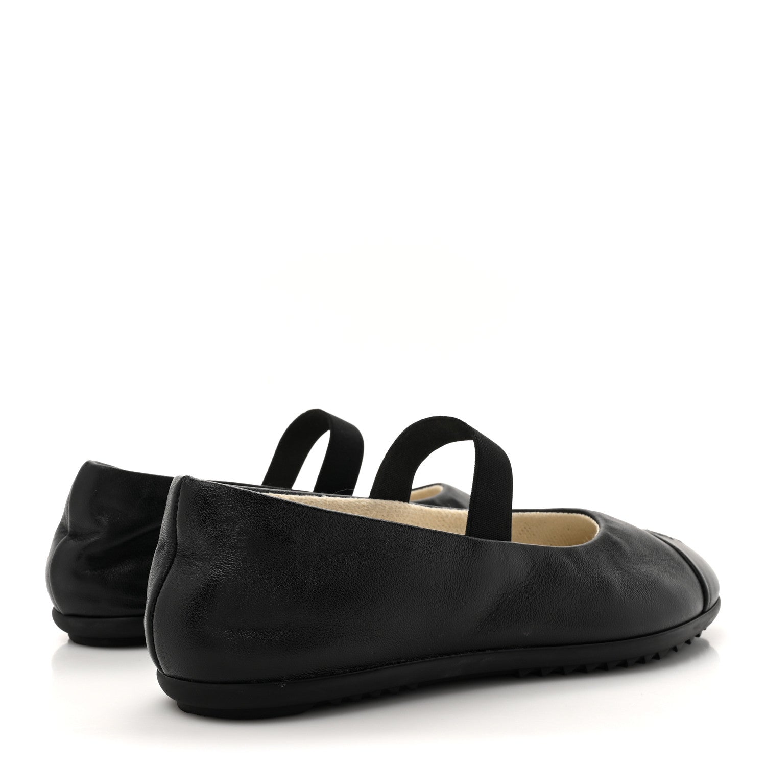 Lambskin Cap Toe CC Mary Jane Flats 37 Black