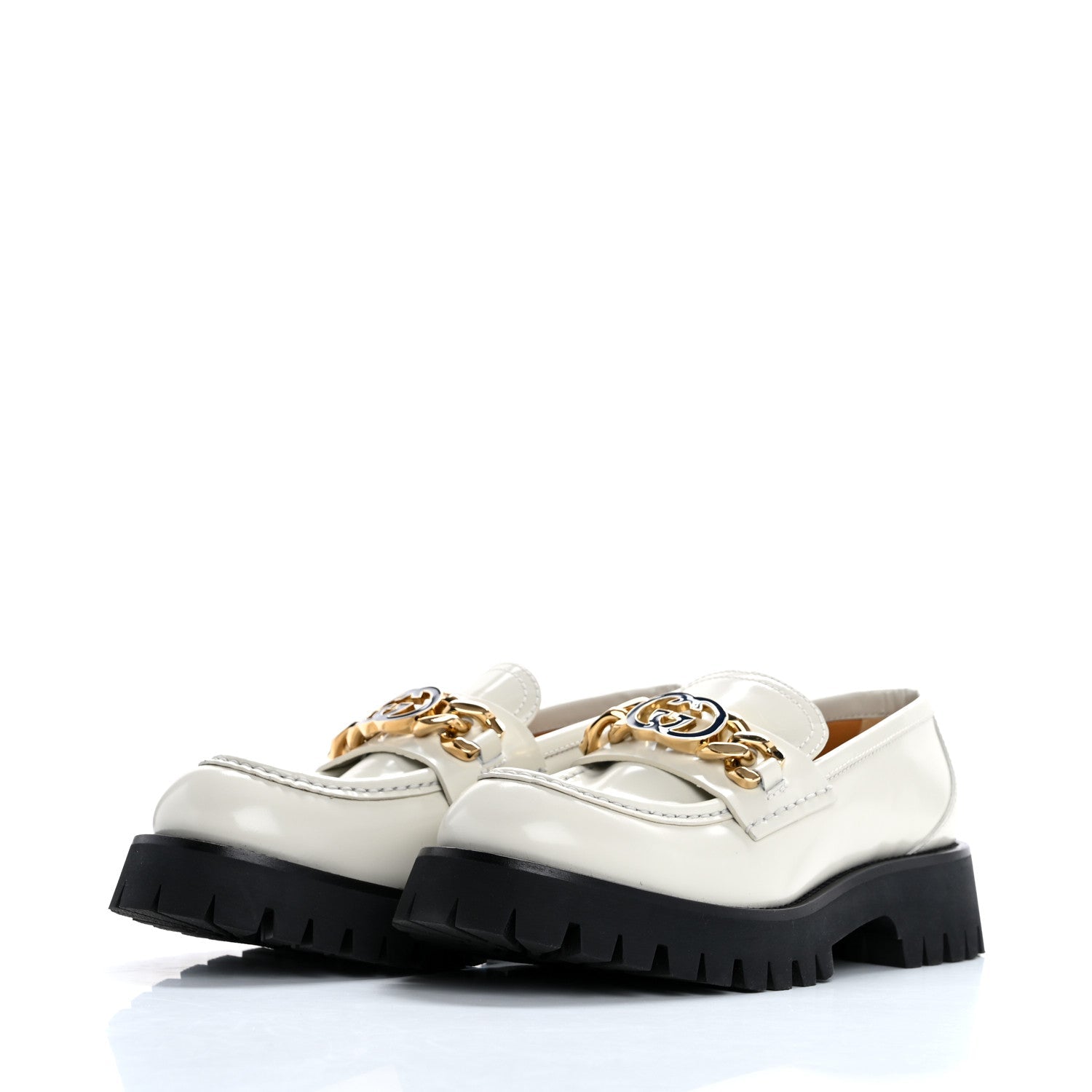 Cordovan Lux Womens Jeanne Platform Lug Sole 30/45mm Loafers 39.5 White