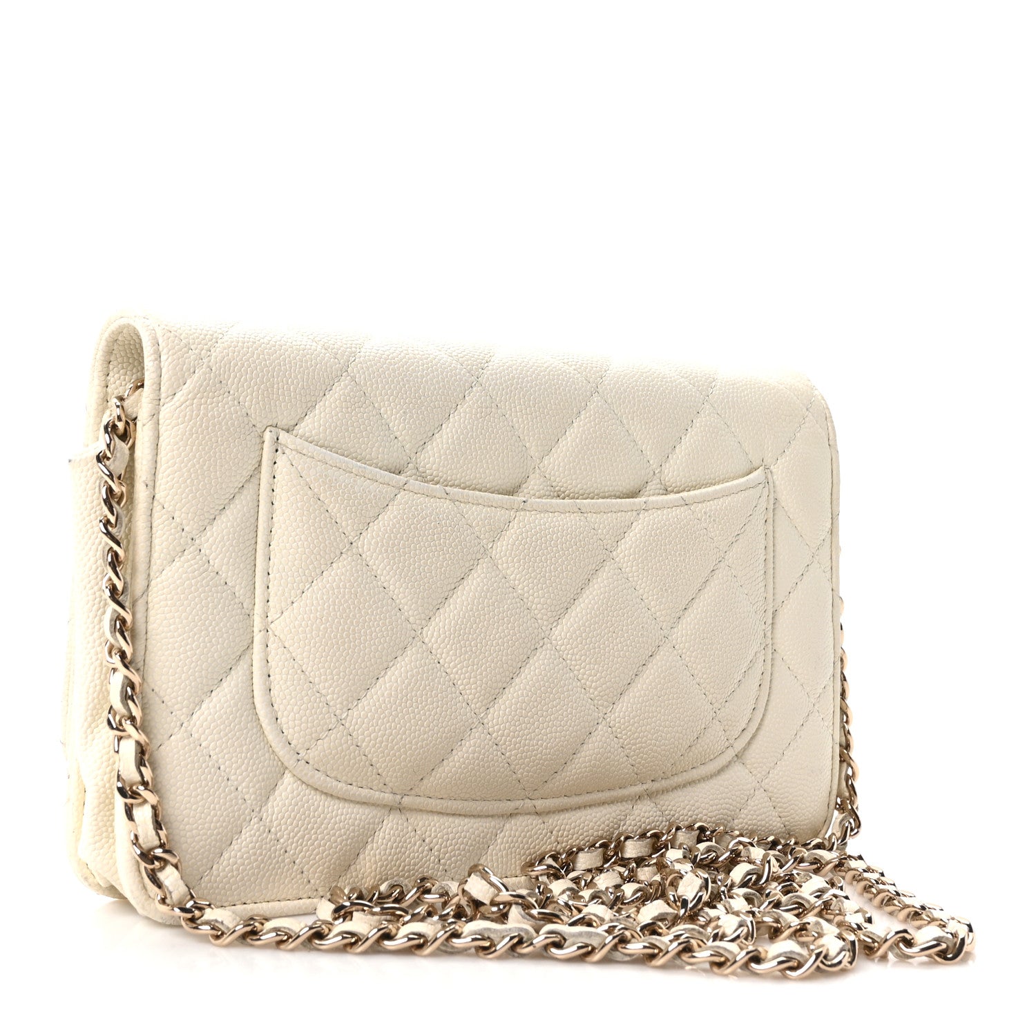 Caviar Quilted Wallet On Chain WOC White