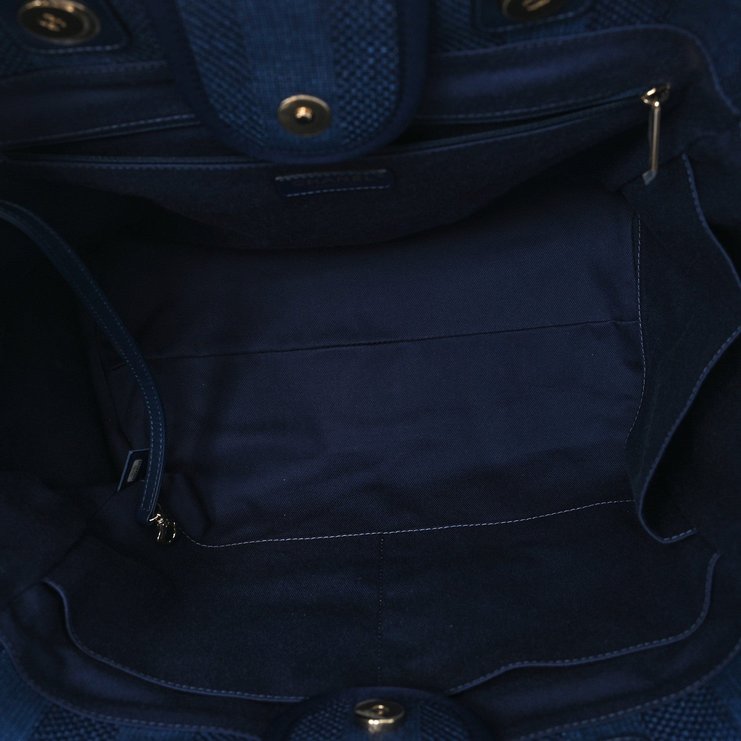 Mixed Fibers Striped Medium Deauville Tote Navy Blue
