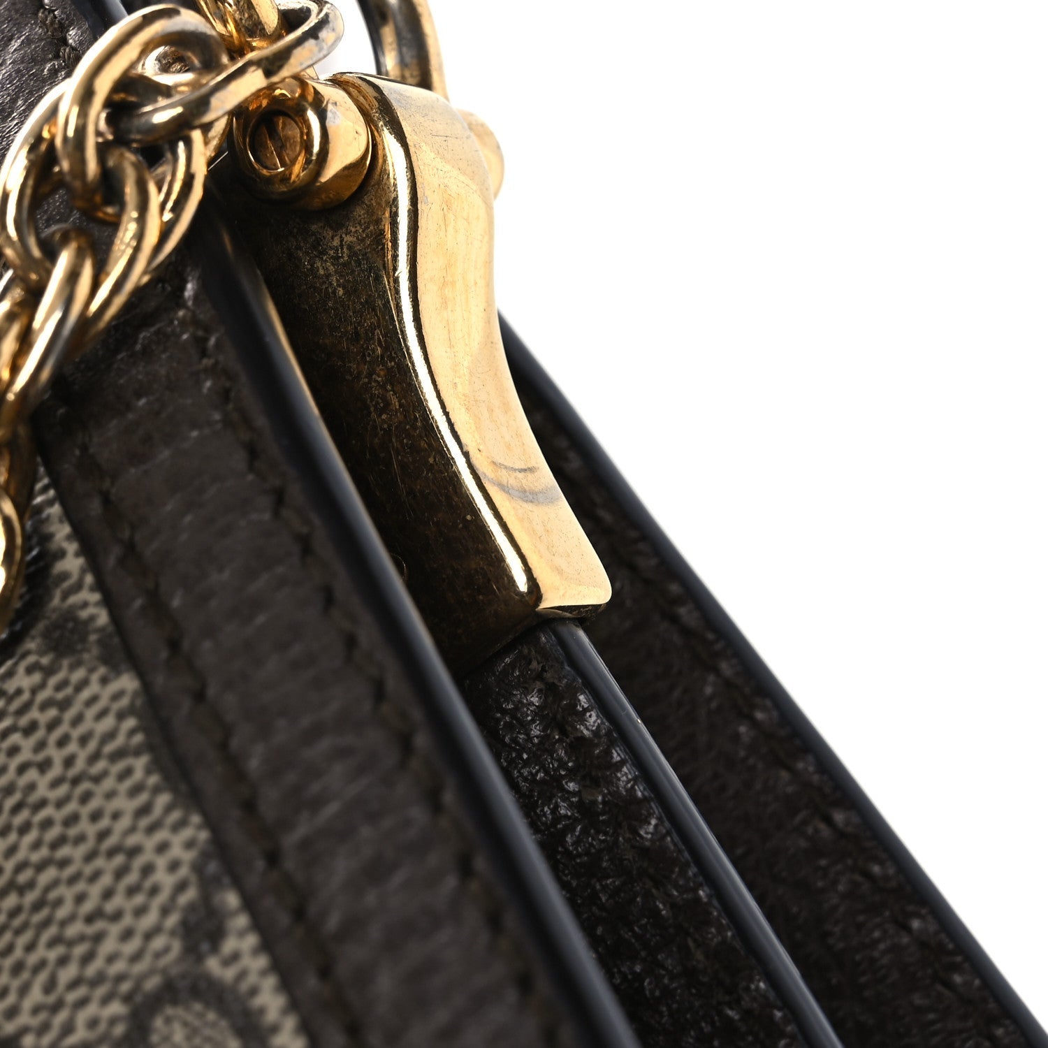 GG Supreme Monogram Web Small Ophidia Chain Shoulder Bag Brown