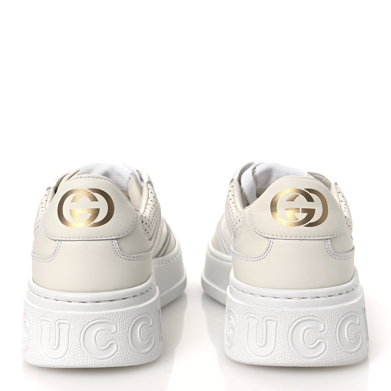 Calfskin GG Tennis Embossed Perforated Womens Platform 55mm Sneakers 40.5 Great White