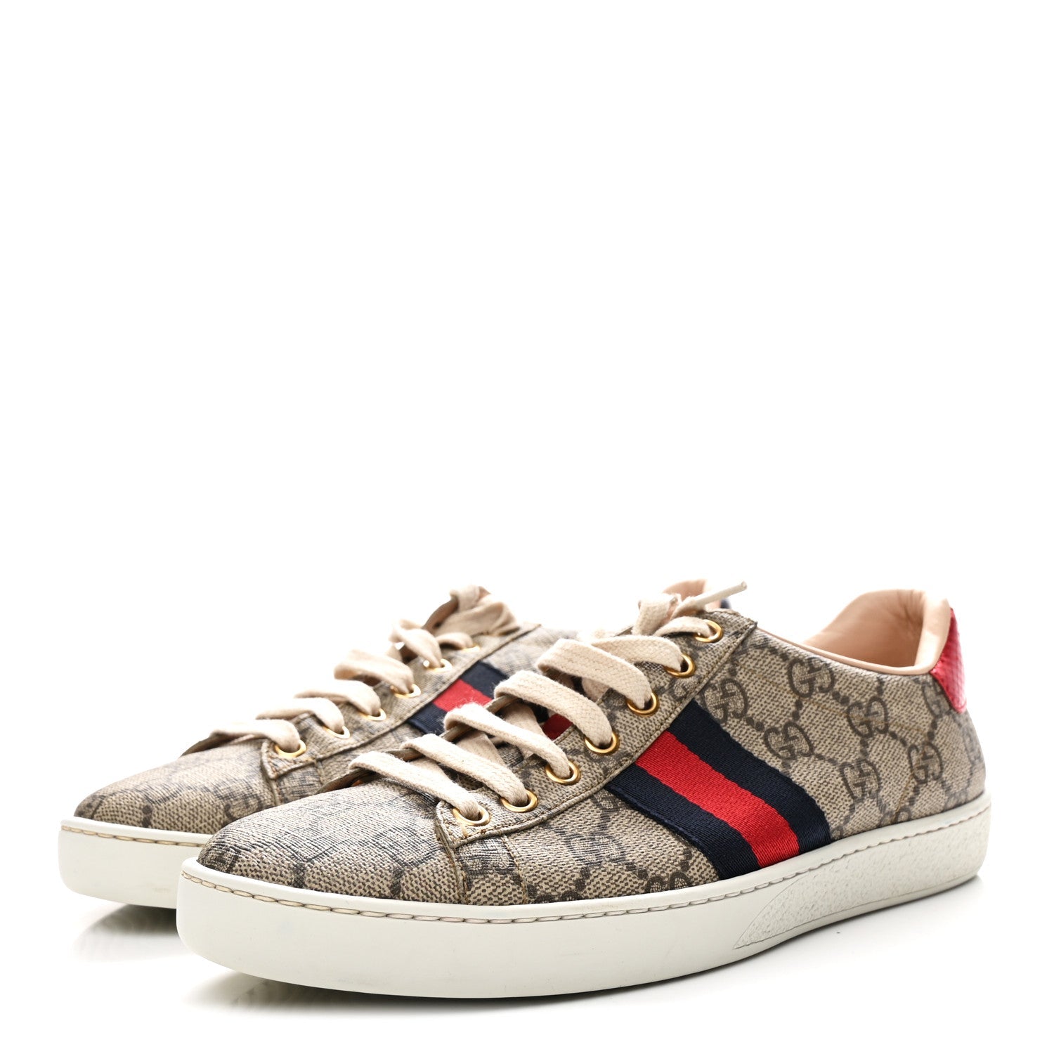 GG Supreme Monogram Womens Ace Low-Top Sneaker 37 Beige