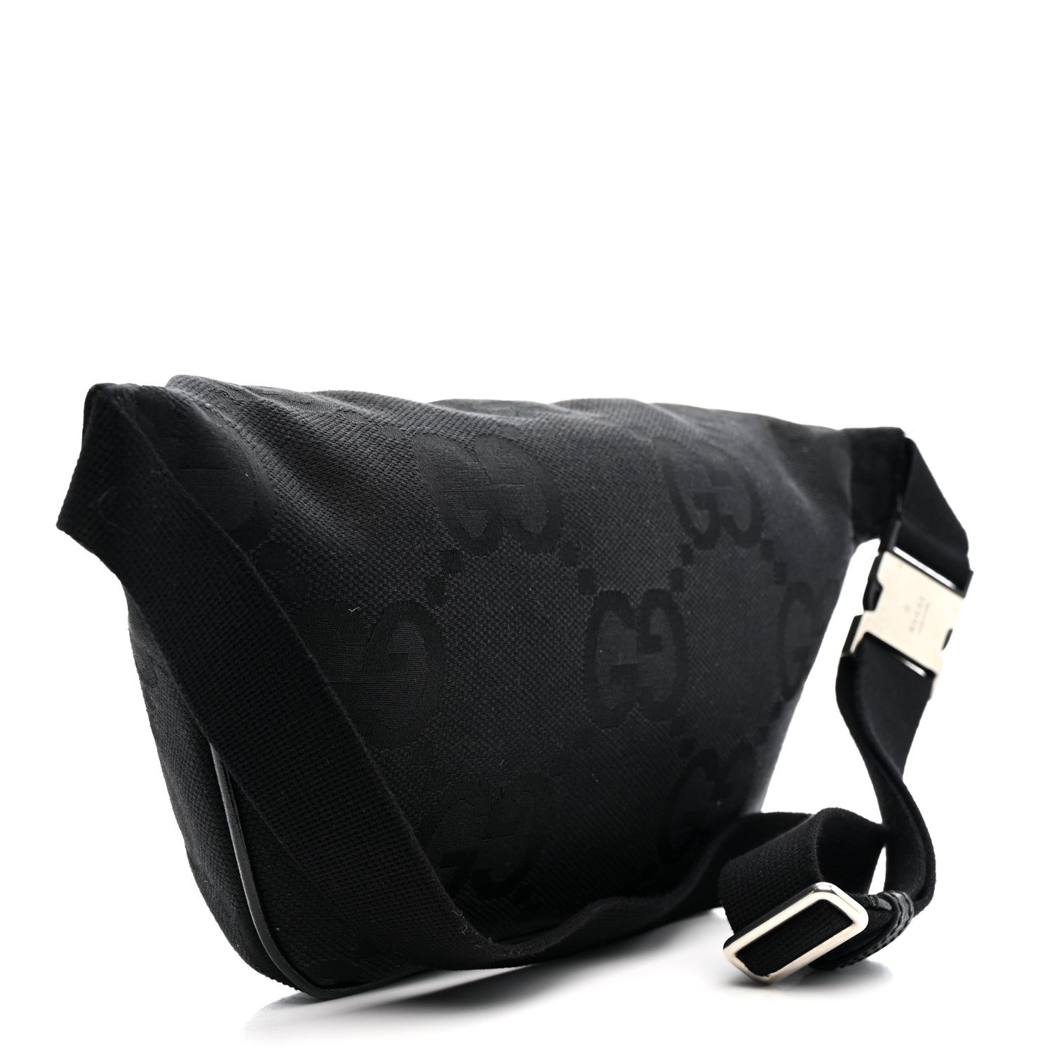 Monogram Jumbo GG Textured Dollar Calfskin Web Belt Bag Black