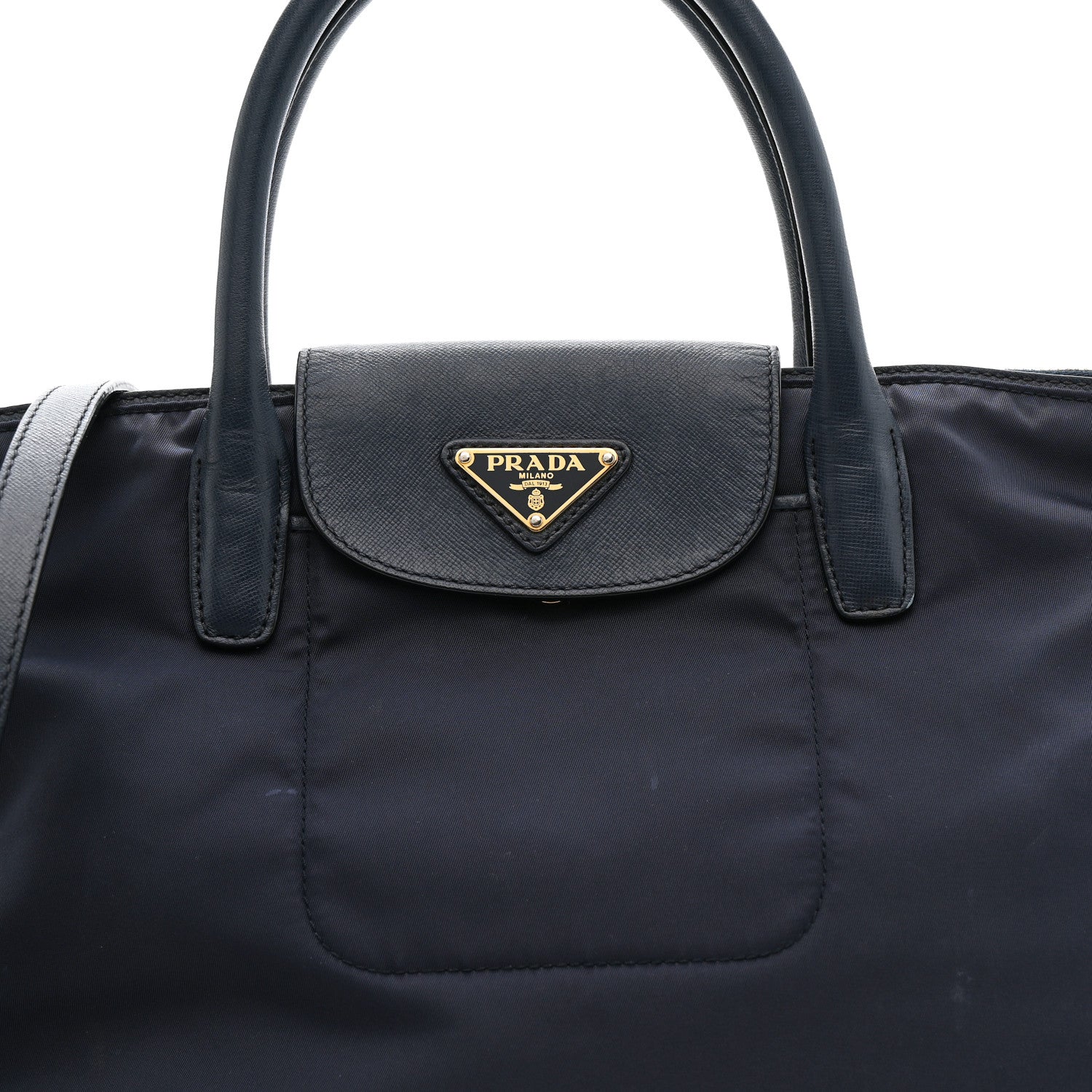 Tessuto Nylon Saffiano Shopping Tote Navy