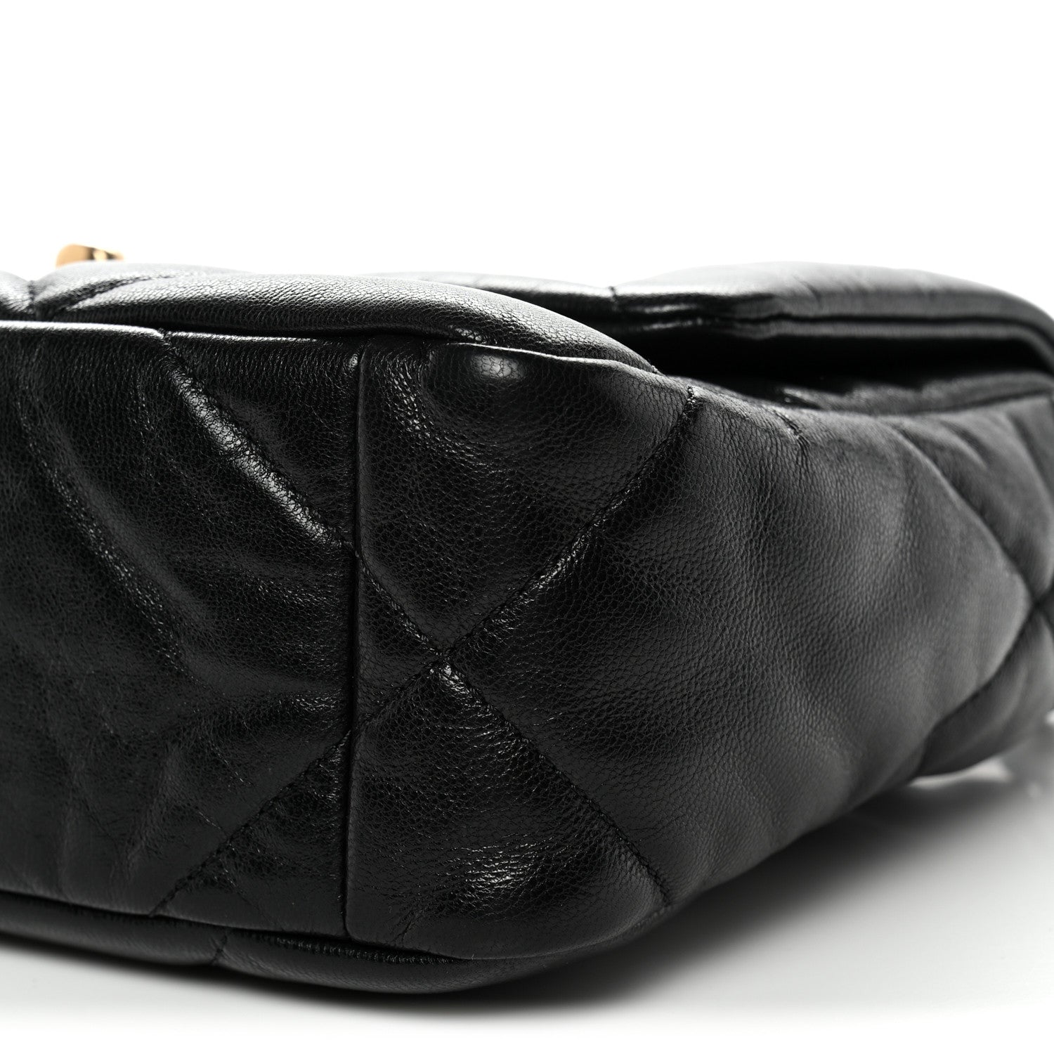 Shiny Goatskin Quilted Medium Chanel 19 Flap Black