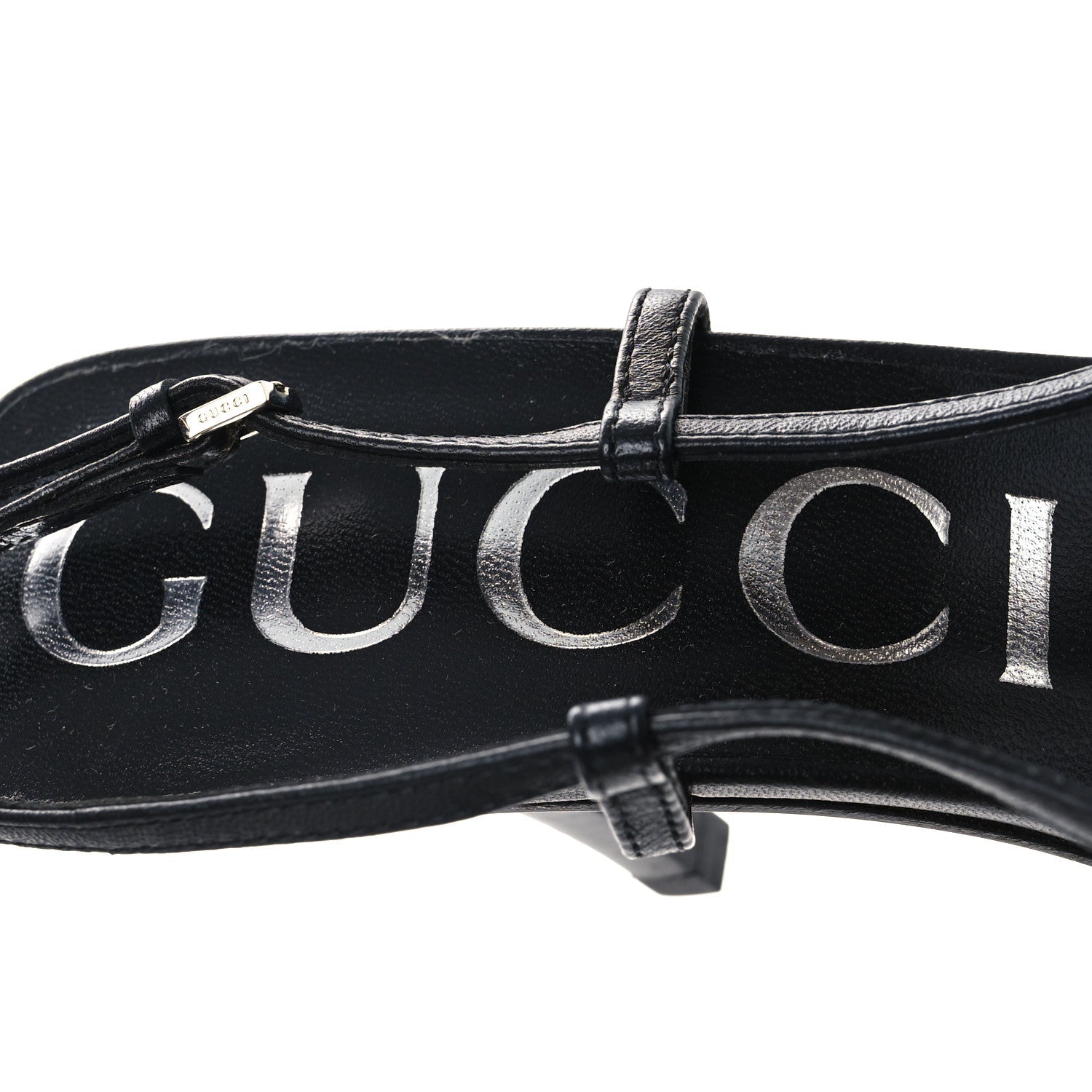 Tela Retino Nappa Charlotte Crystal GG Monogram Square G 75mm Slingback Pumps 37 Black