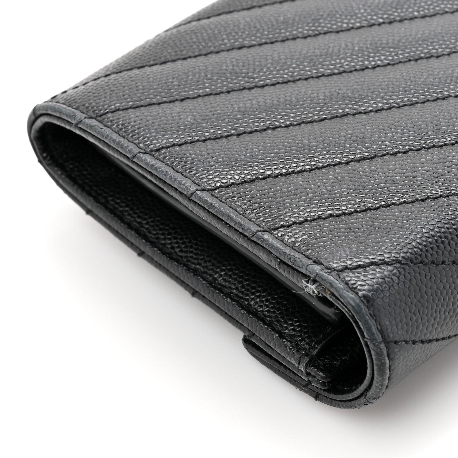 Grain De Poudre Matelasse Chevron Monogram Flap Wallet Black