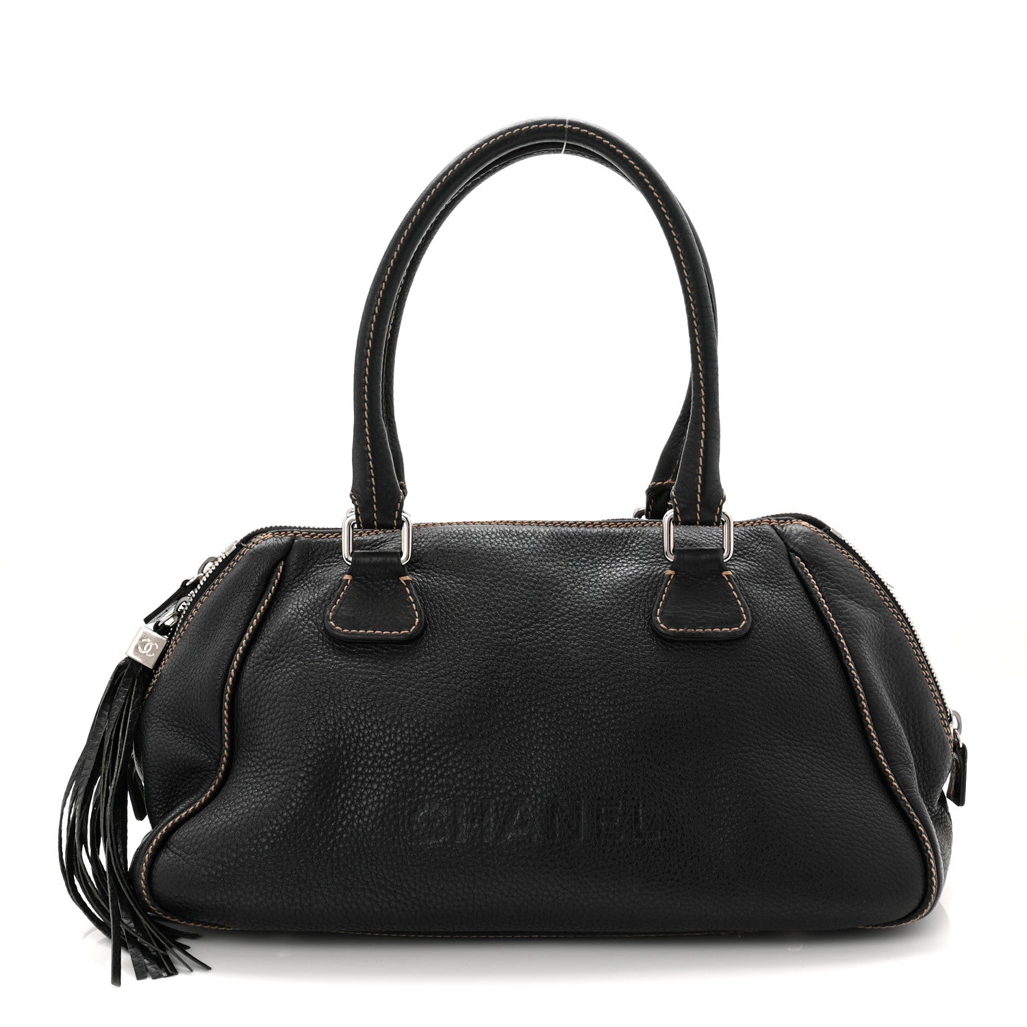 Calfskin Large Tassel Bowler Black