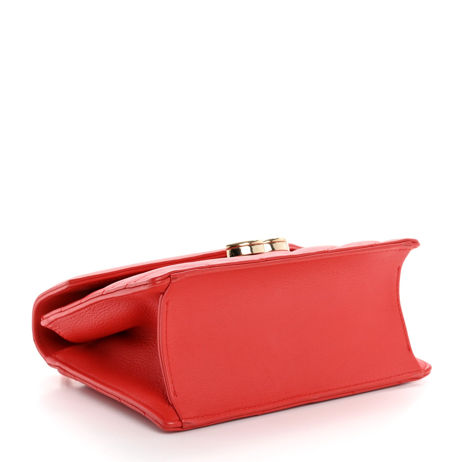 Calfskin Quilted Chevron Small Envelope Flap Red