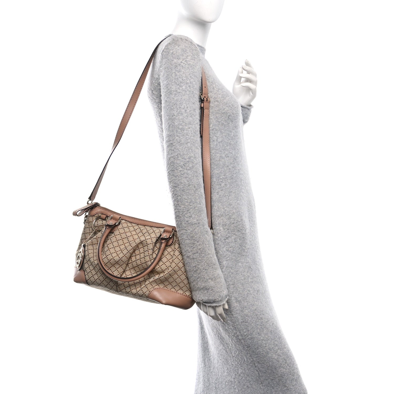 Diamante Medium Sukey Top Handle Bag Beige Pink